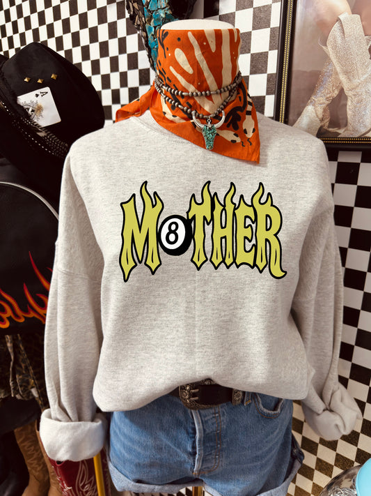 Mother Flame Graphic Sweatshirt — Retro 8-Ball Design