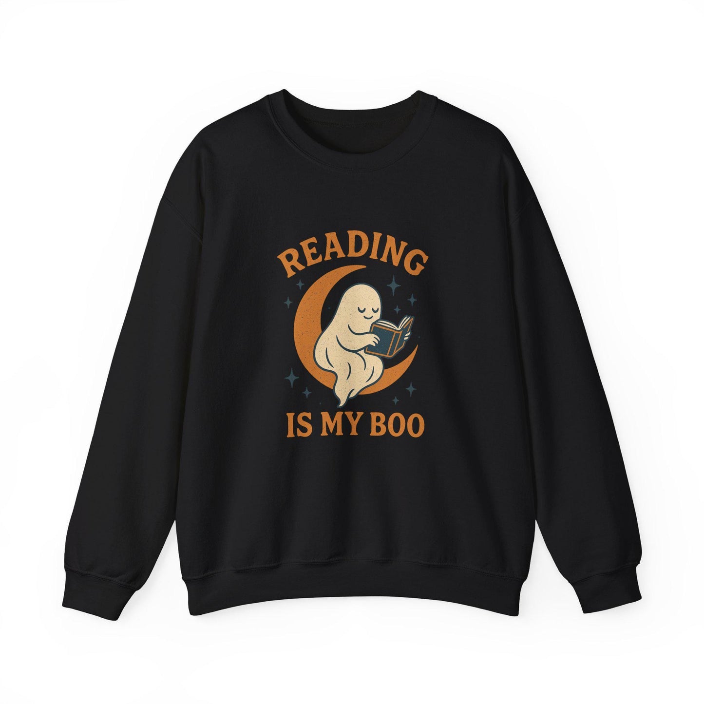 Halloween "reading is my boo" ghost moon PNG graphic INSTANT digital download for tshirt sublimation or dtf