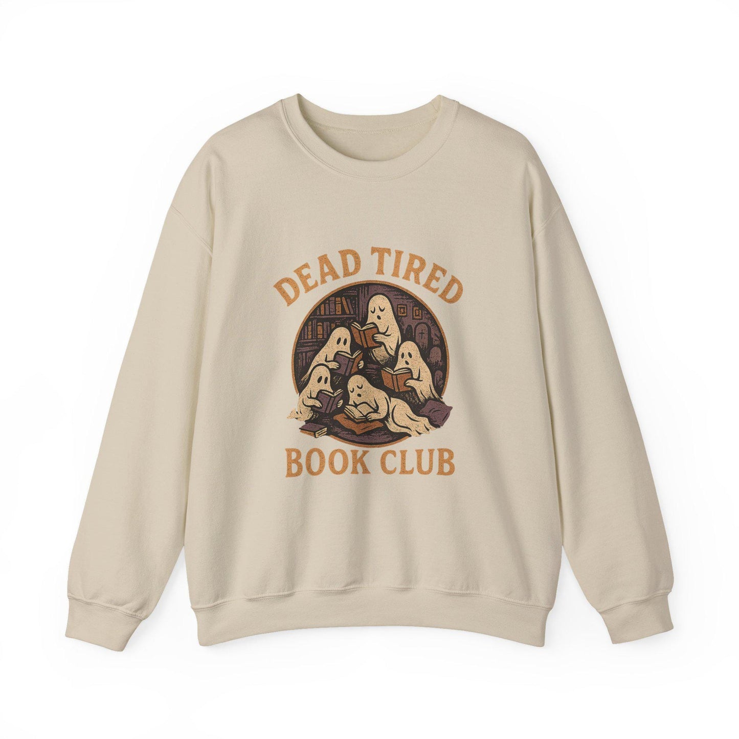 Vintage halloween "dead tired book club" reading ghost PNG graphic INSTANT digital download for tshirt sublimation or dtf