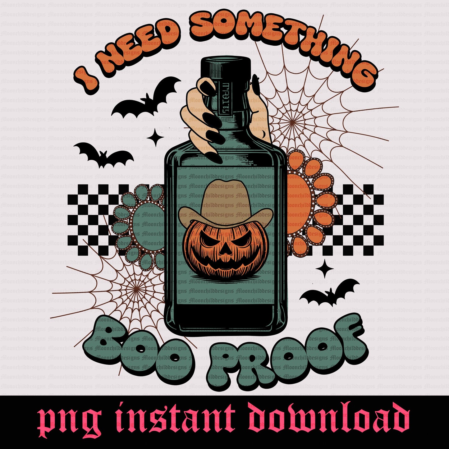 Western Halloween whiskey bottle turquoise spooky tshirt graphic png design instant digital download