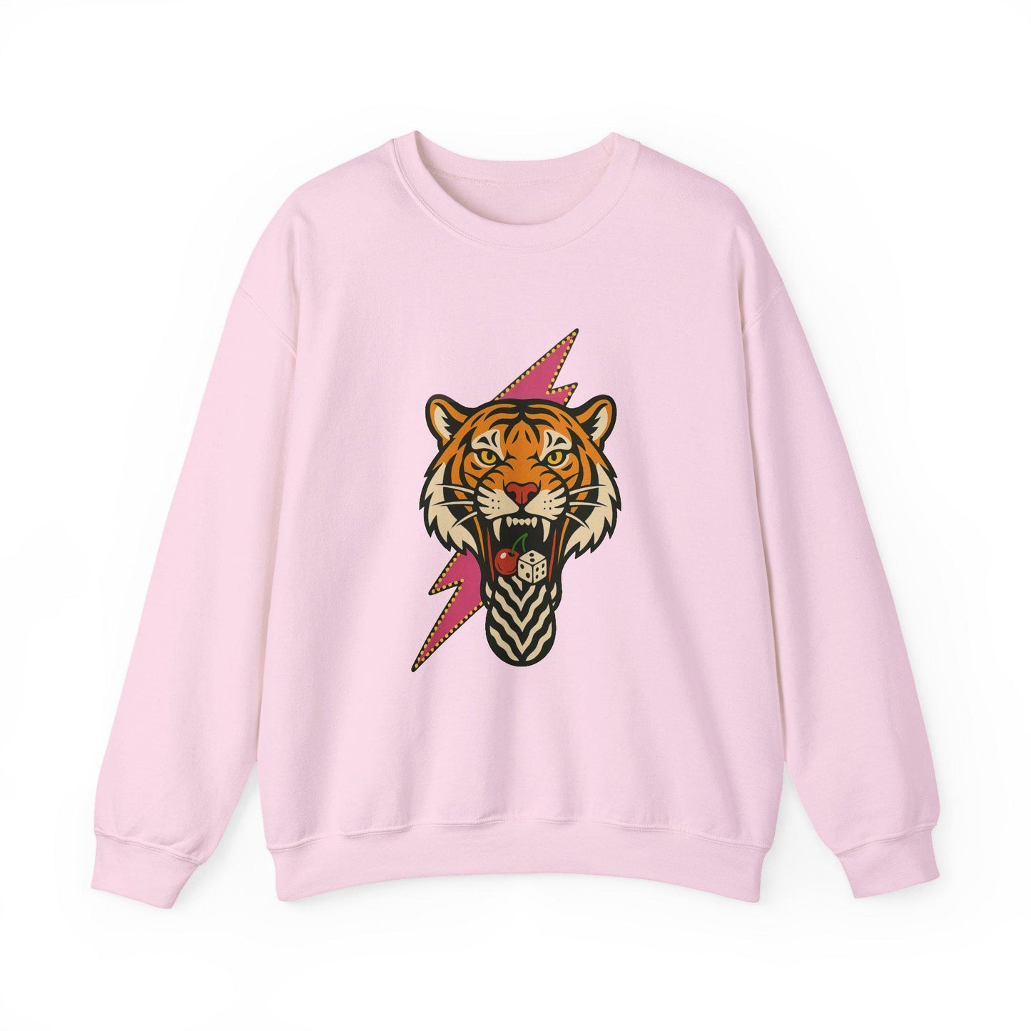 Dice and cherry mouth tiger lightning bolt PNG graphic INSTANT digital download for tshirt sublimation or dtf
