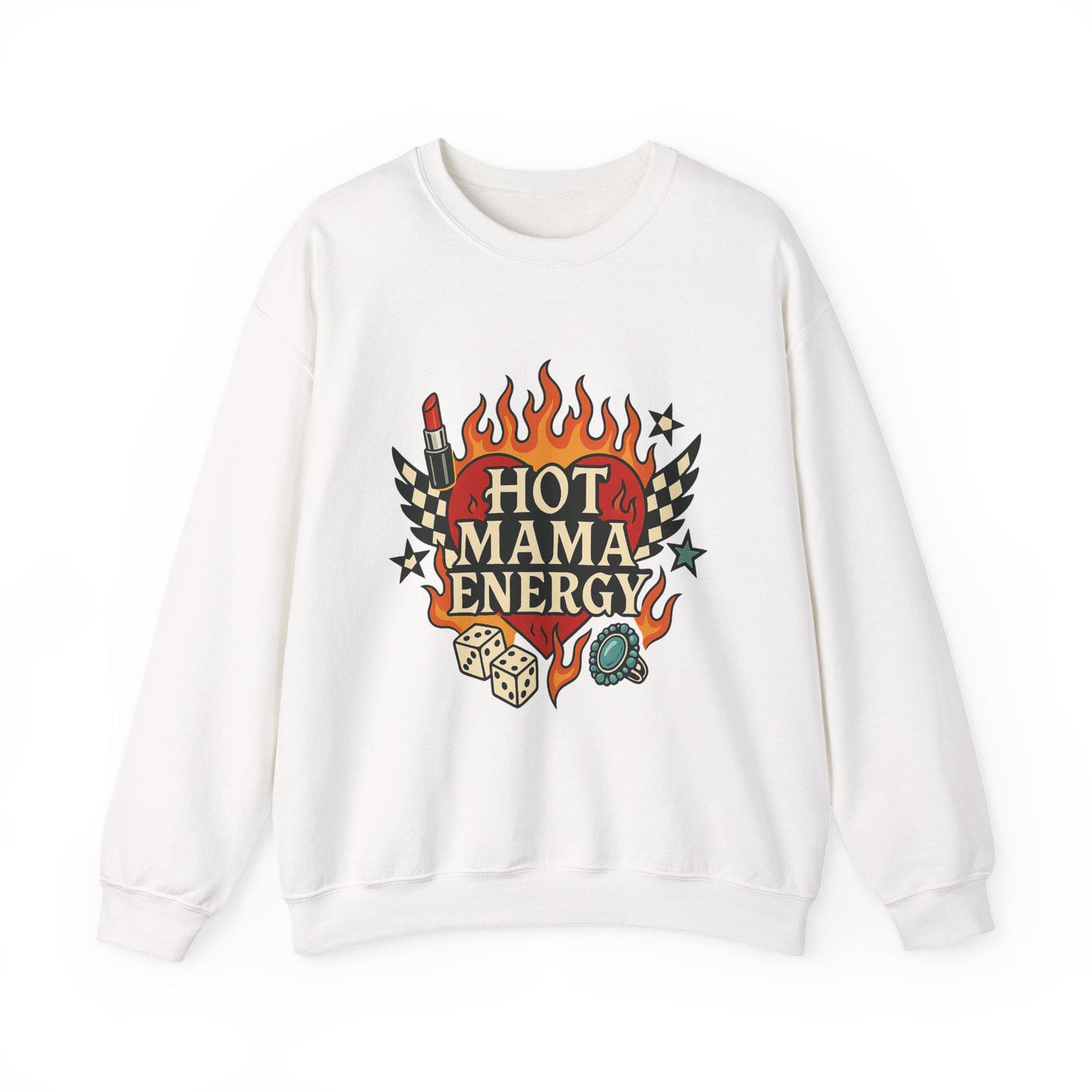 Edgy Hot mama energy flaming heart dice PNG graphic INSTANT digital download for tshirt sublimation or dtf