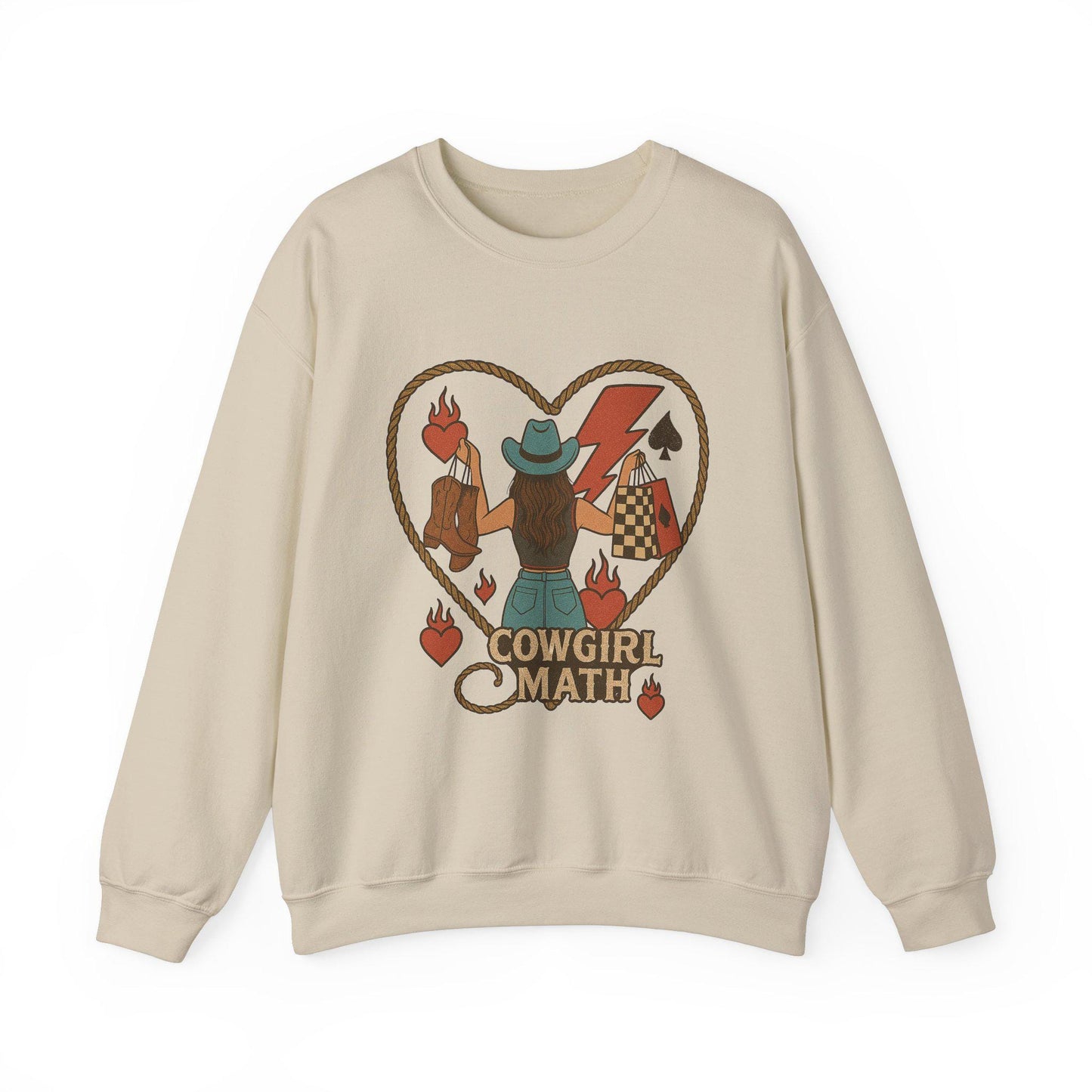 Edgy western "cowgirl math" cowgirl spade lightning bolt lasso checkered png design for sublimation or dtf