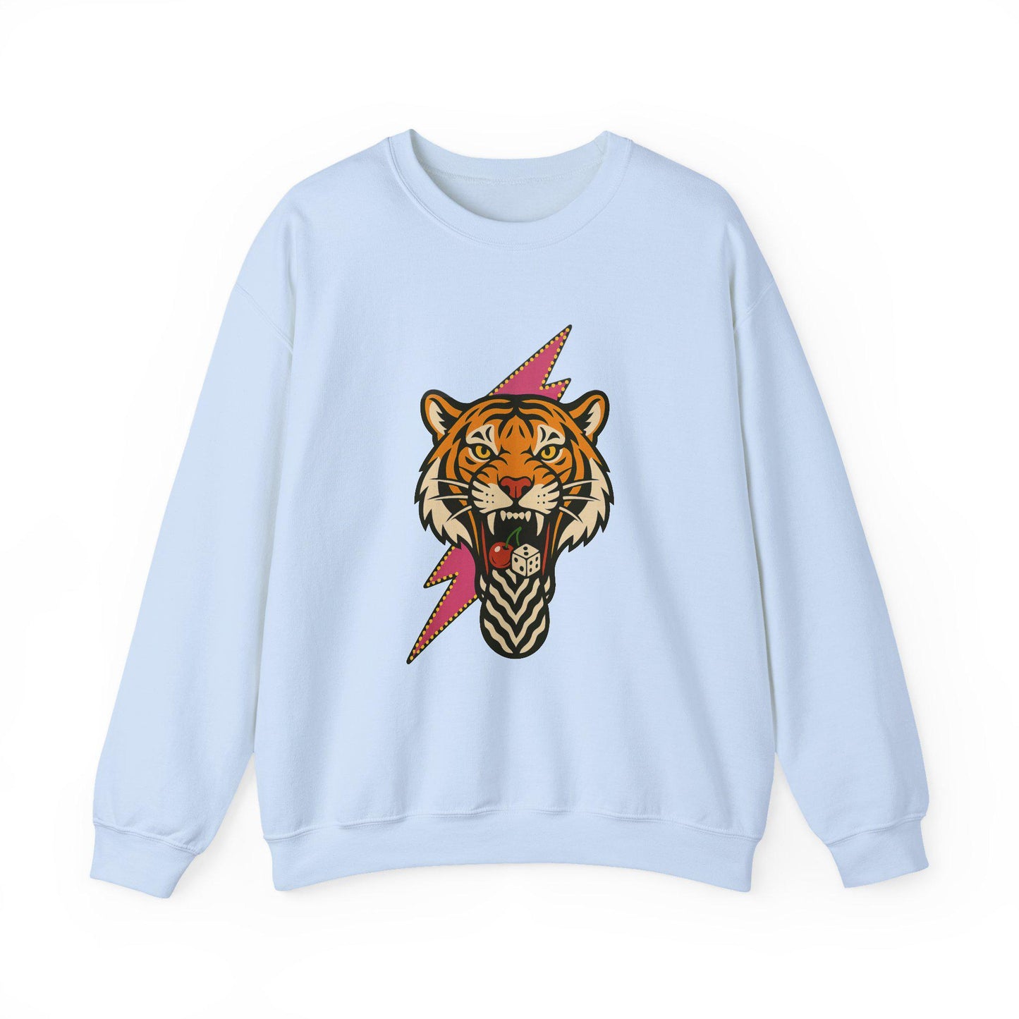 Dice and cherry mouth tiger lightning bolt PNG graphic INSTANT digital download for tshirt sublimation or dtf