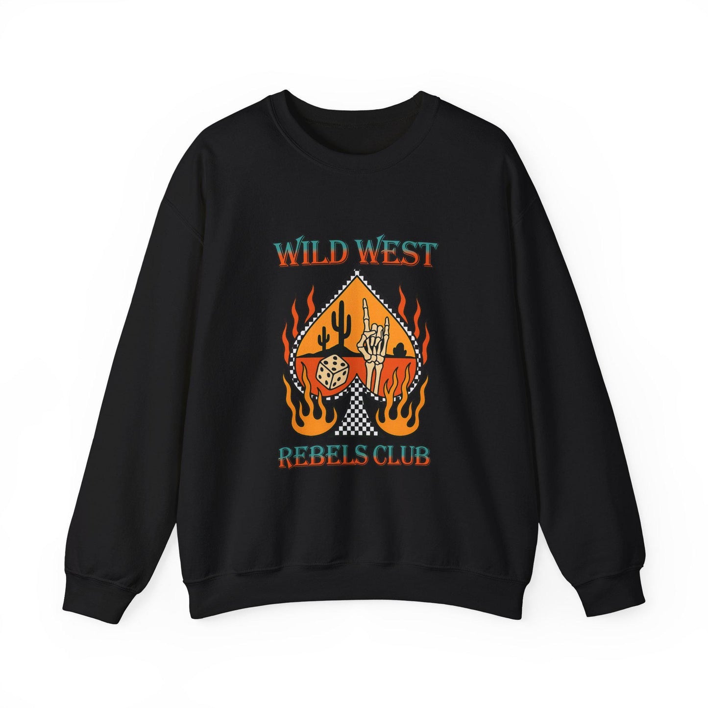 Edgy yallternative desert checkered flaming spade rock and roll dice "wild west rebels club" PNG graphic INSTANT digital download