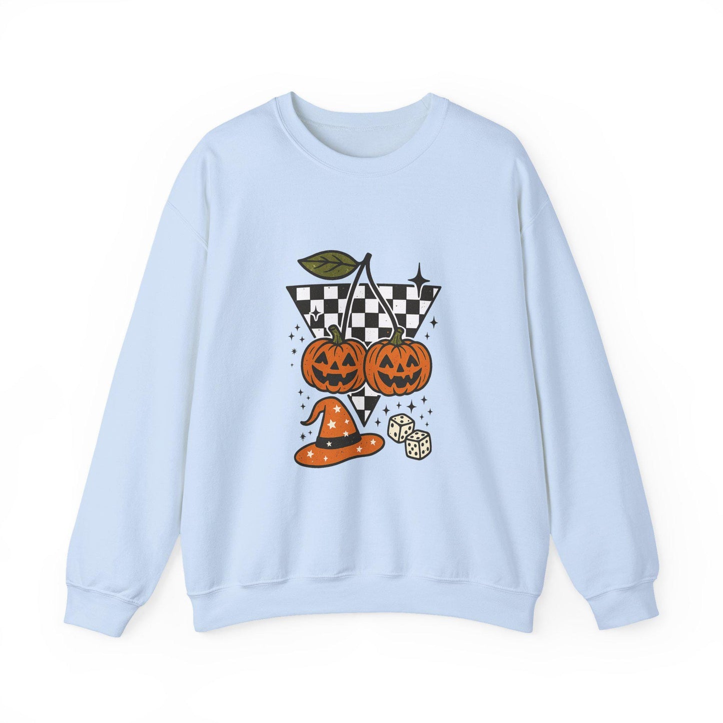 Halloween pumpkin cherry dice witch checkered PNG graphic INSTANT digital download for tshirt sublimation or dtf