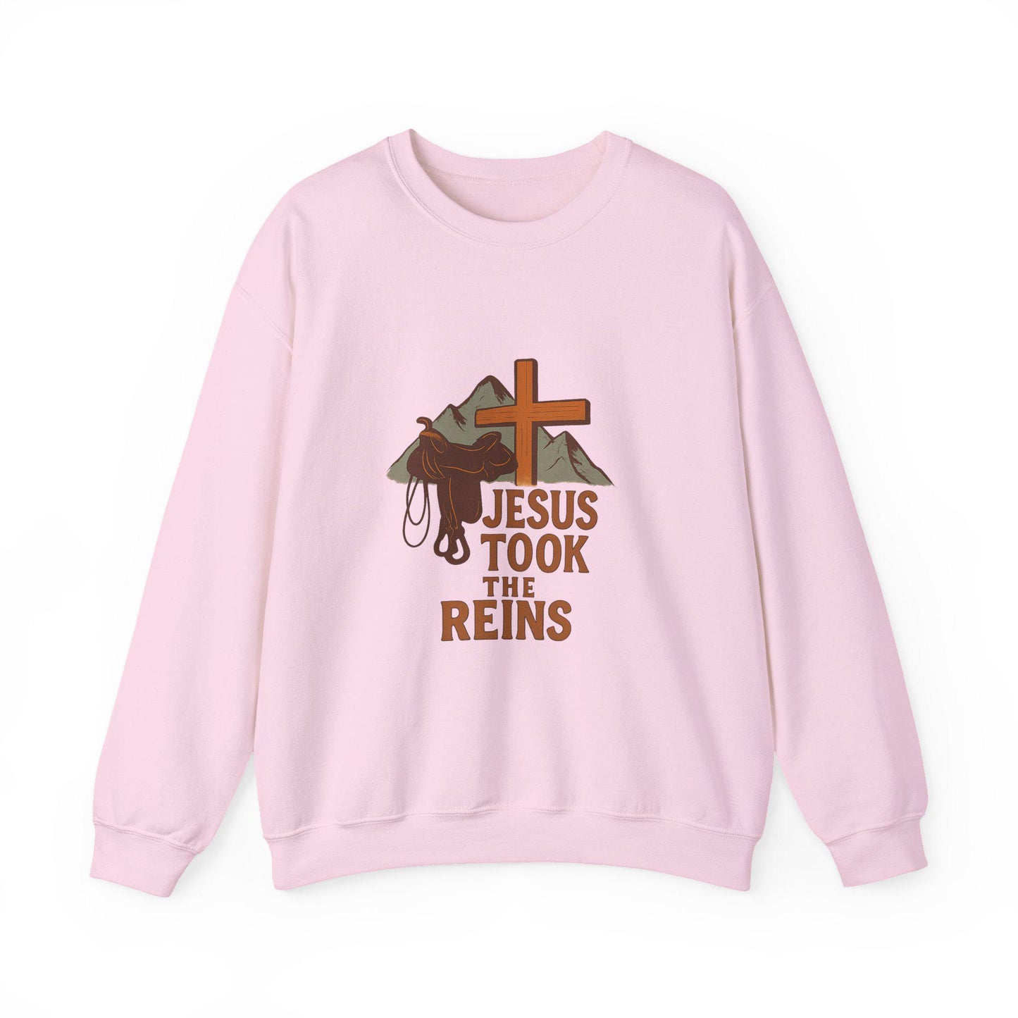 Western "Jesus took the reins" saddle cross and mountain PNG graphic INSTANT digital download for tshirt sublimation or dtf