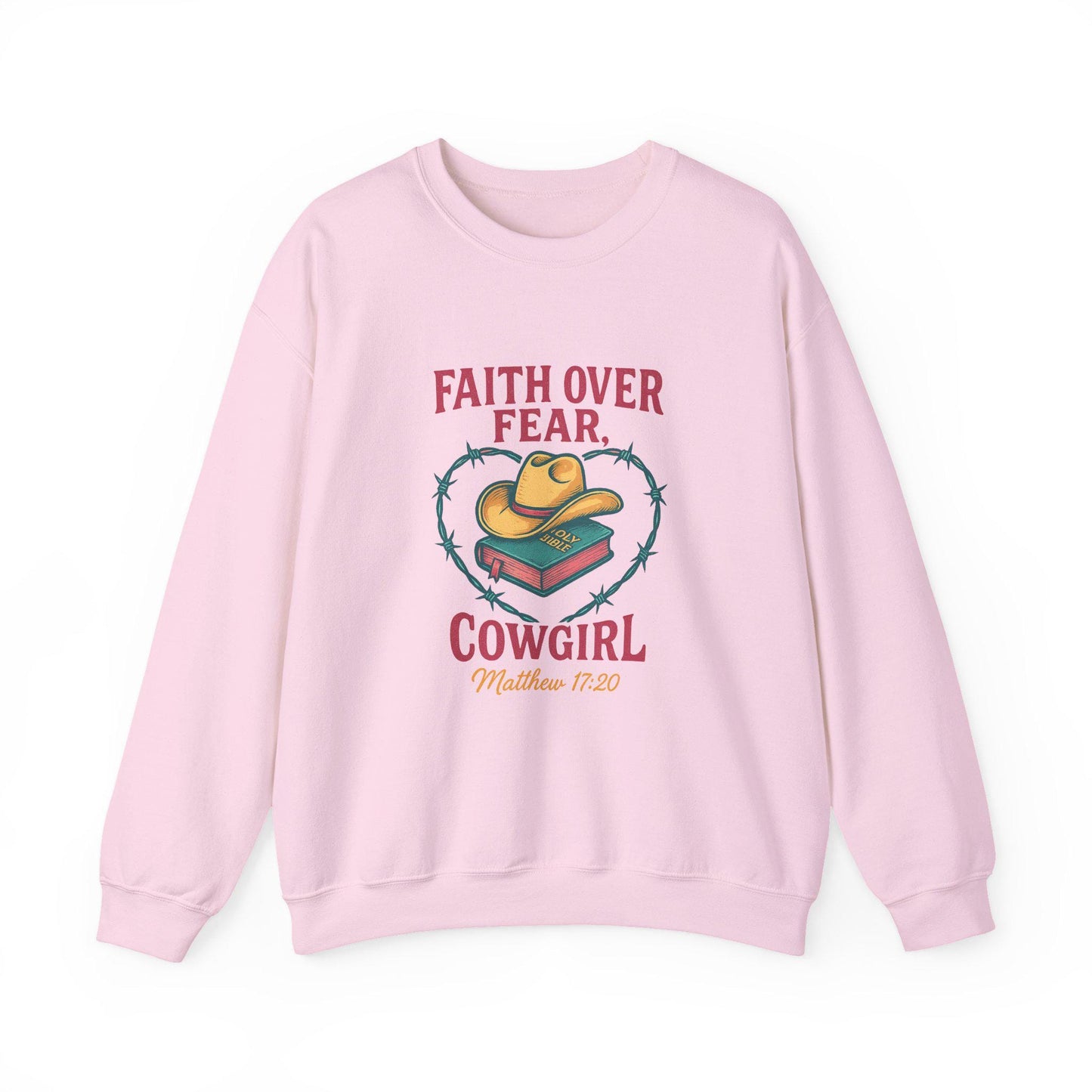 Western "faith over fear" bible cowgirl hat barbed wire heart christian PNG graphic INSTANT digital download for tshirt sublimation or dtf