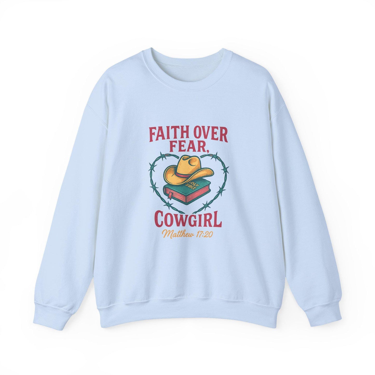 Western "faith over fear" bible cowgirl hat barbed wire heart christian PNG graphic INSTANT digital download for tshirt sublimation or dtf
