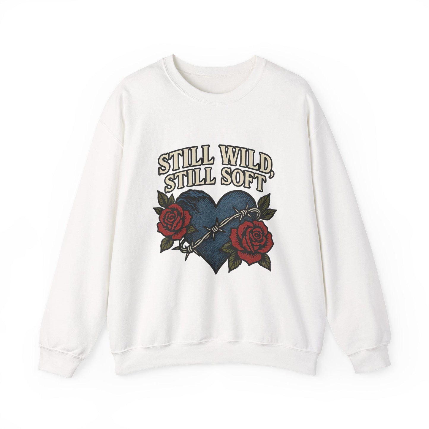 Western "still wild, still soft" denim heart & rose PNG graphic INSTANT digital download for tshirt sublimation or dtf