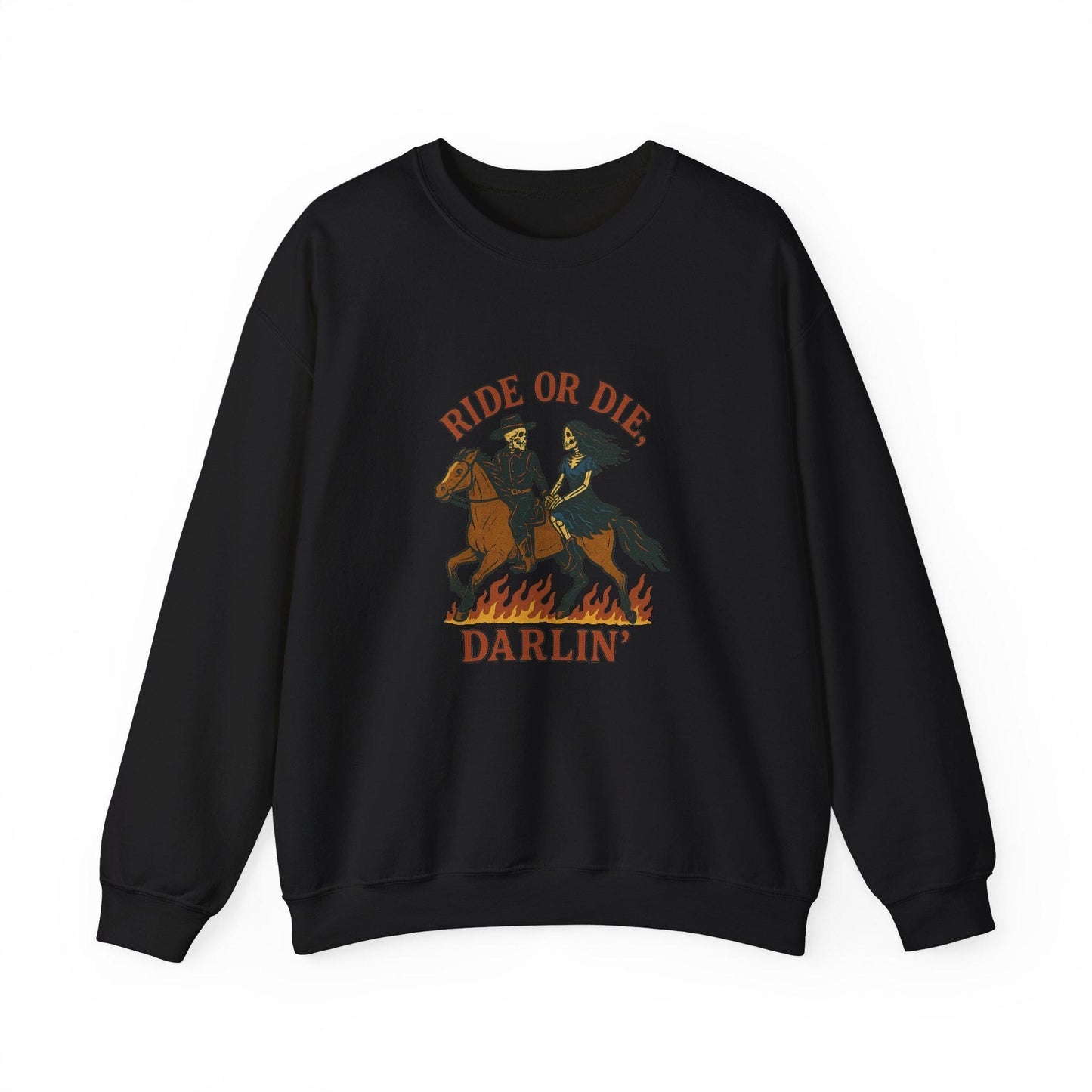 Western ride or die darlin skeleton cowgirl cowboy png graphic digital download for tshirt sublimation or dtf
