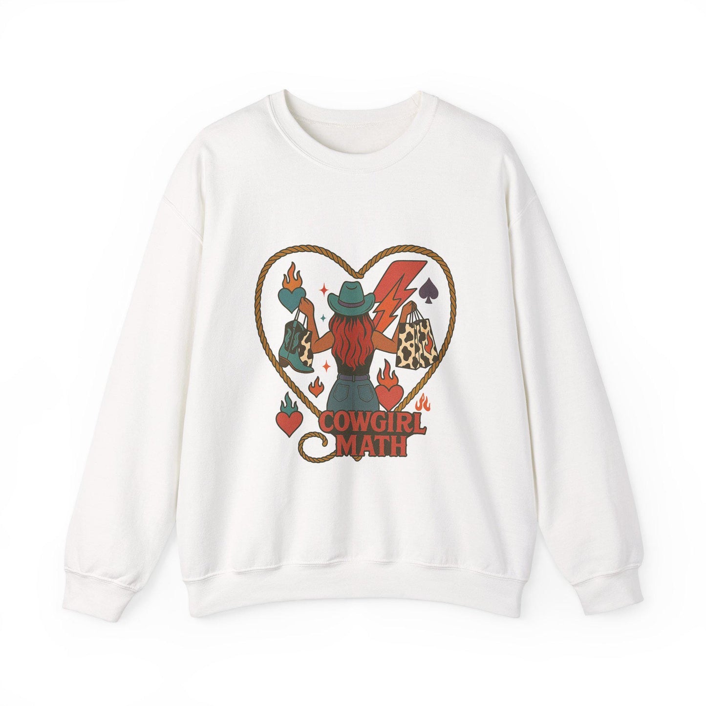 Edgy western "cowgirl math" red hair cowgirl spade lightning bolt lasso checkered png design for sublimation or dtf