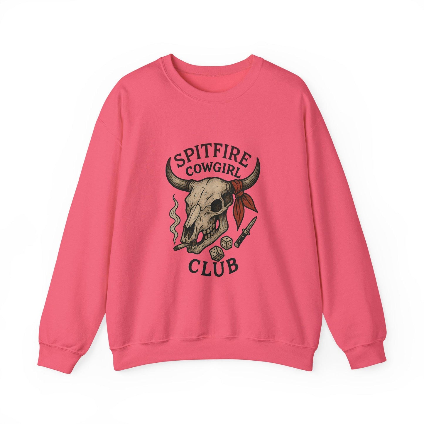Western "Spitfire cowgirl club" bull skull dice PNG graphic INSTANT digital download for tshirt sublimation or dtf