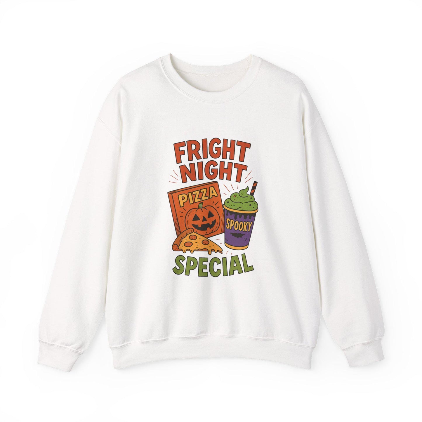 Halloween/fall "fright night special" pizza and drink PNG graphic digital download for tshirt sublimation or dtf
