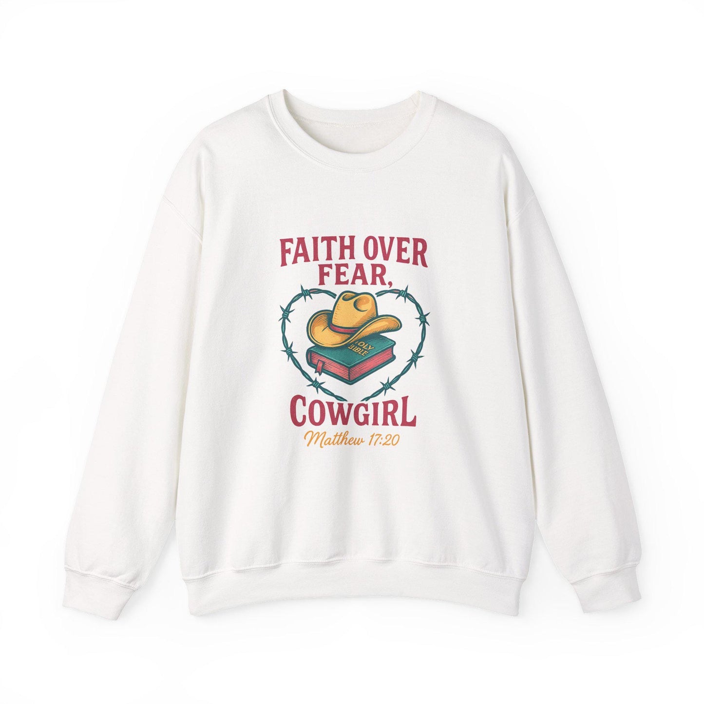 Western "faith over fear" bible cowgirl hat barbed wire heart christian PNG graphic INSTANT digital download for tshirt sublimation or dtf
