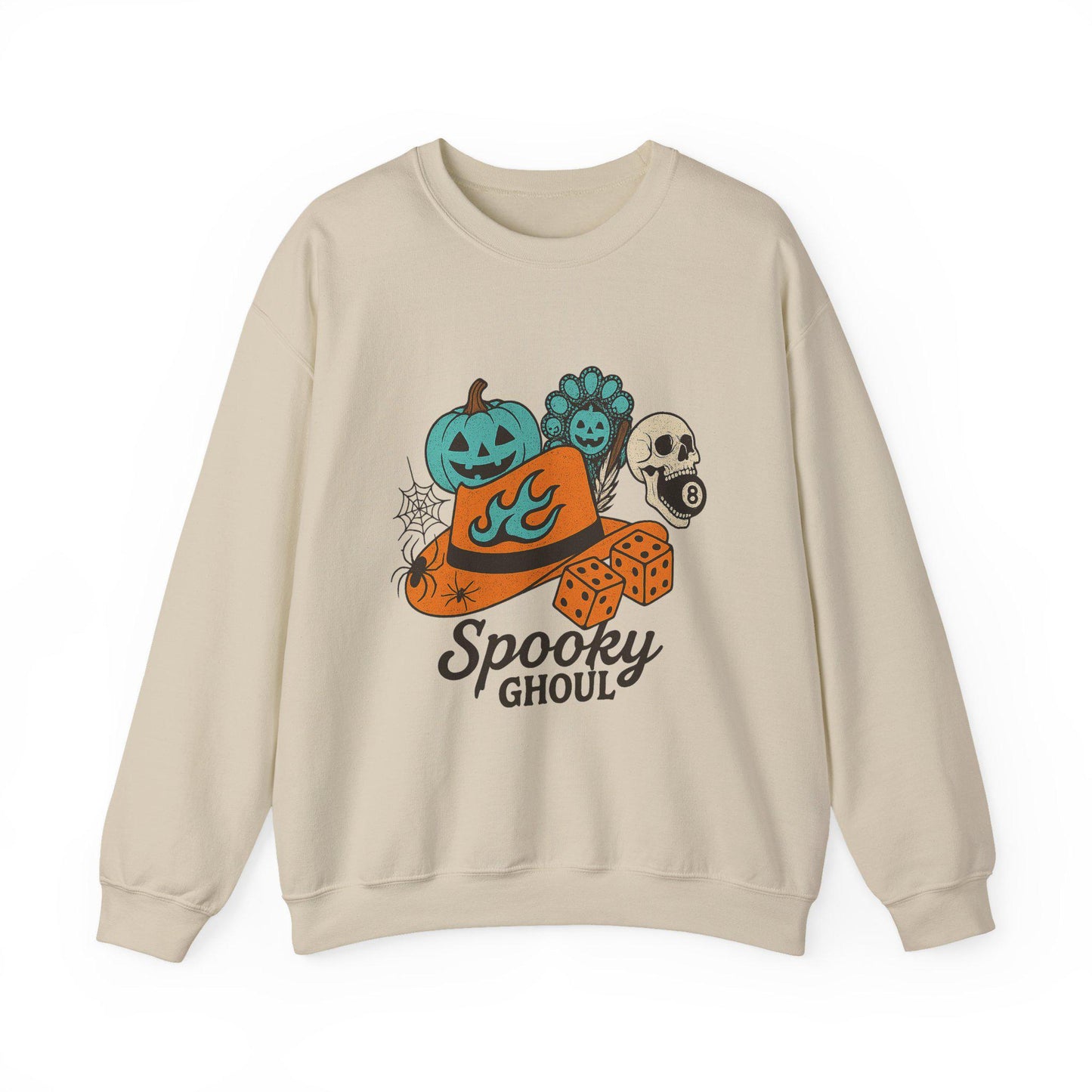 Western halloween cowgirl pumpkin turquoise dice 8ball skull PNG graphic INSTANT digital download for tshirt sublimation or dtf