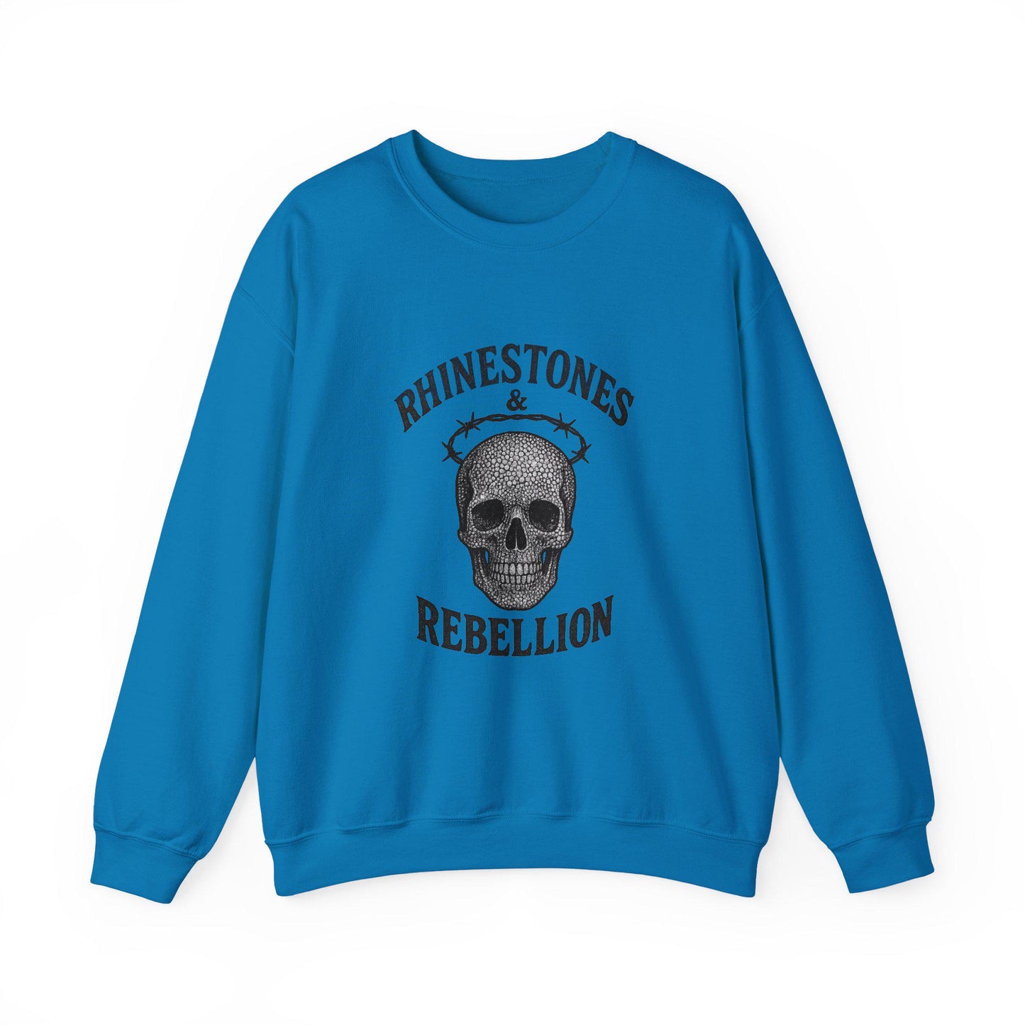 Edgy Rhinestones & rebellion rhinestone skull western png graphic digital download for tshirt sublimation or dtf