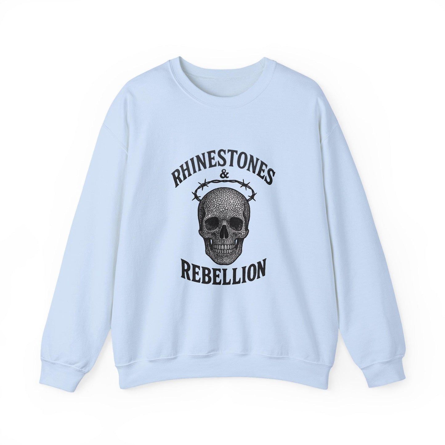 Edgy Rhinestones & rebellion rhinestone skull western png graphic digital download for tshirt sublimation or dtf