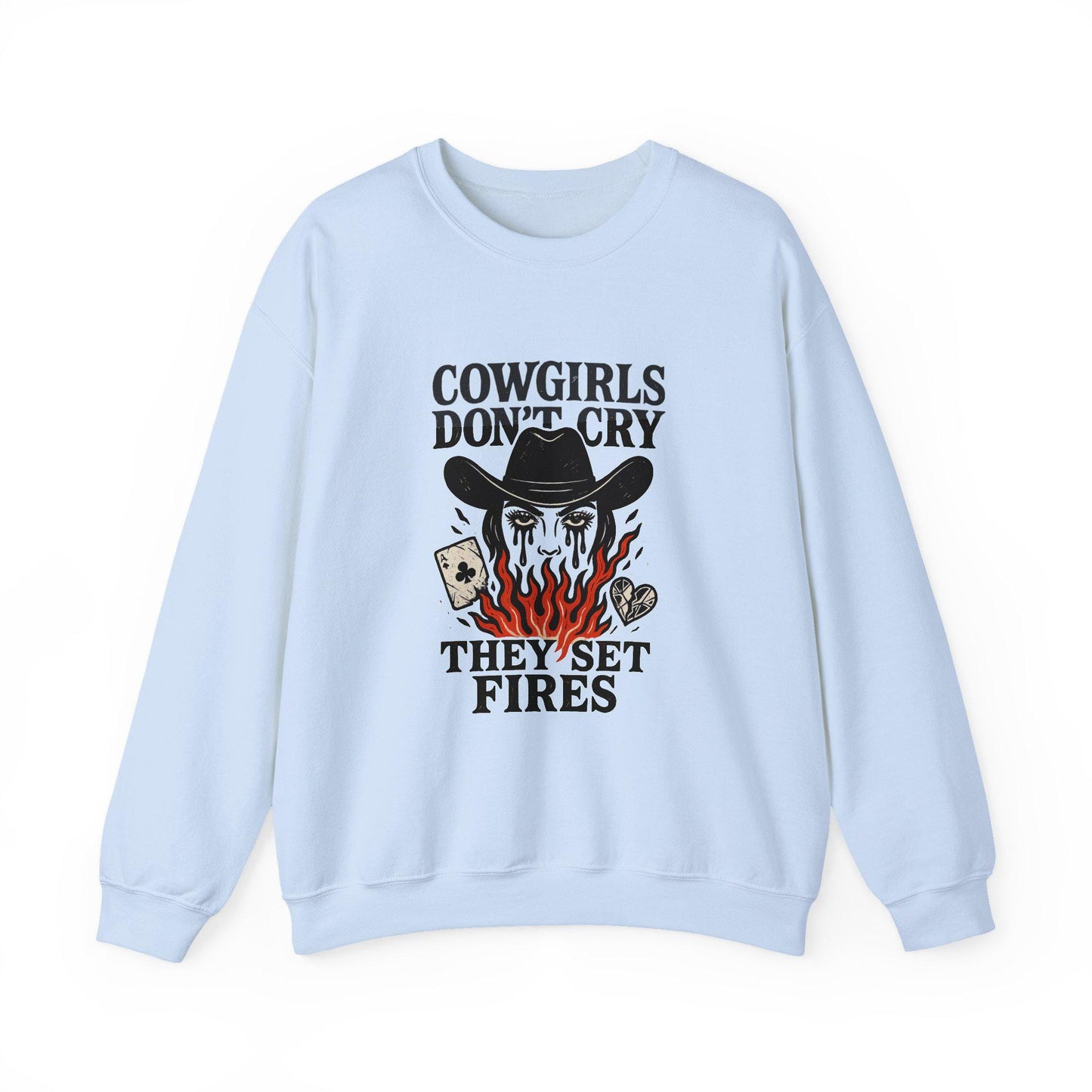 Western "cowgirls dont cry, they set fires" flaming cowgirl cards PNG graphic INSTANT digital download for tshirt sublimation or dtf