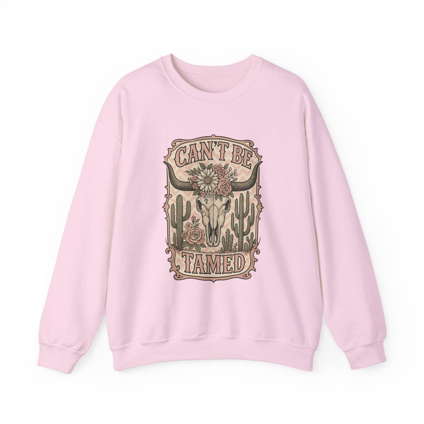 Western "cant be tamed" floral bull skull desert png graphic digital download for tshirt sublimation or dtf