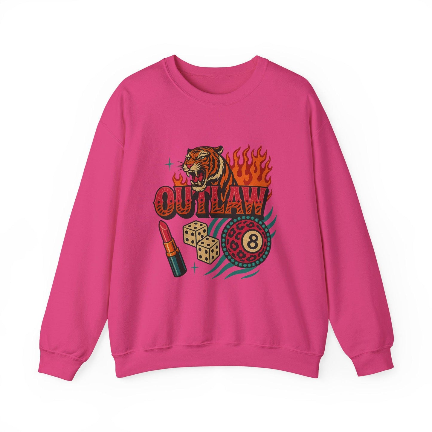 Edgy yallternative outlaw tiger 8ball dice lipstick PNG graphic INSTANT digtial download for tshirt sublimation or dtf