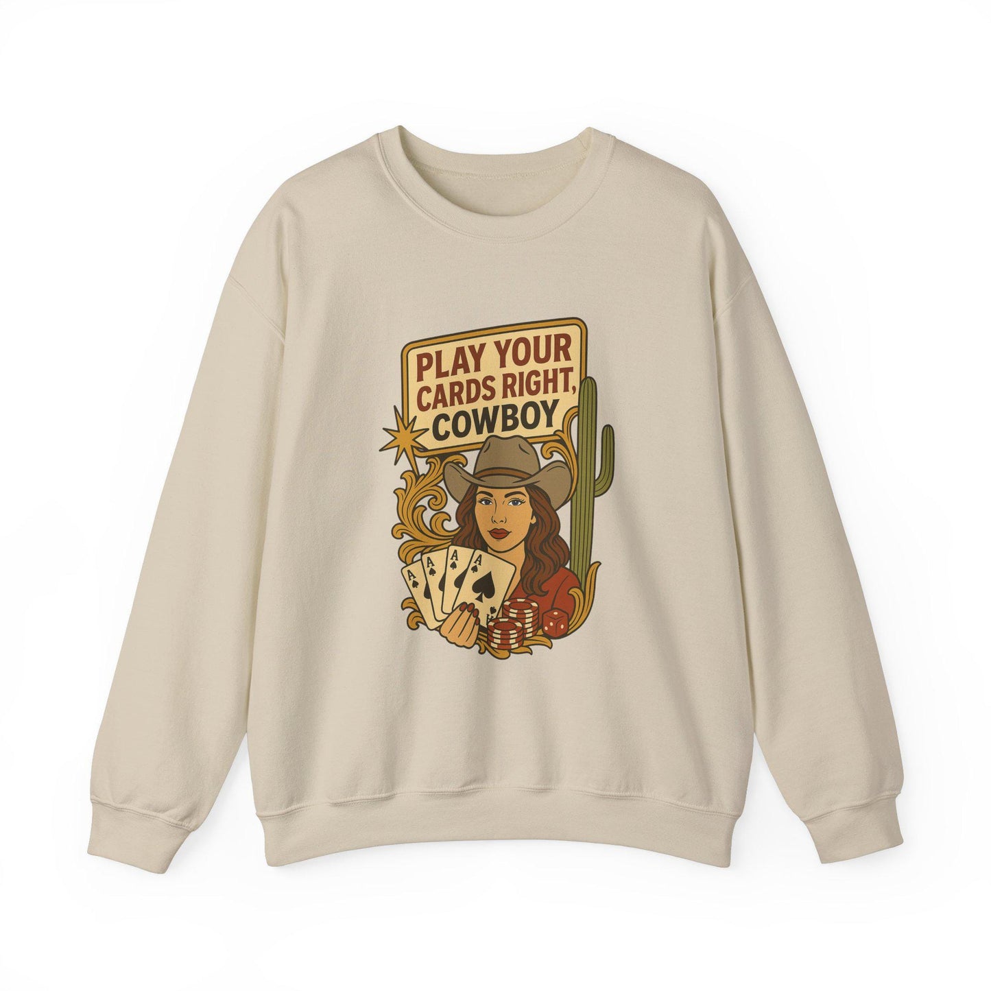 Western cowgirl casino "play your cards right" png graphic digital download for tshirt sublimation or dtf