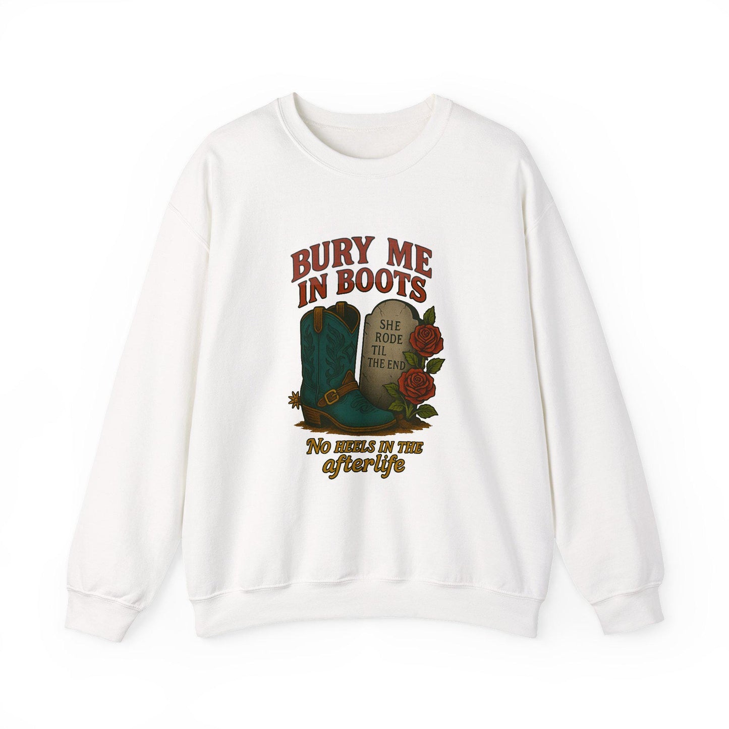 Western "bury me in boots, she rode til the end" cowgirl PNG graphic INSTANT digital download for tshirt sublimation or dtf