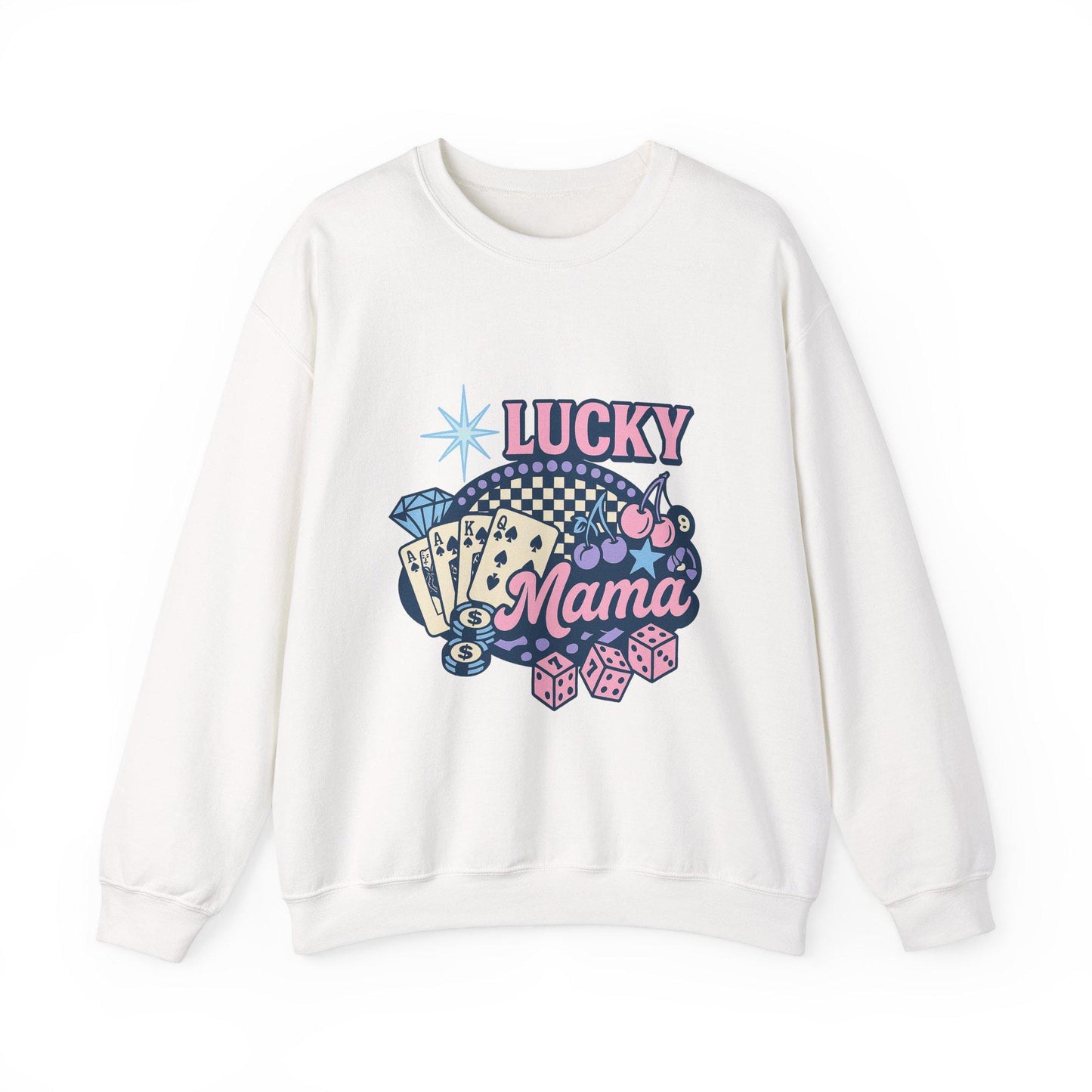 Trendy casino cherry "LUCKY MAMA" png graphic digital download for tshirt sublimation or dtf