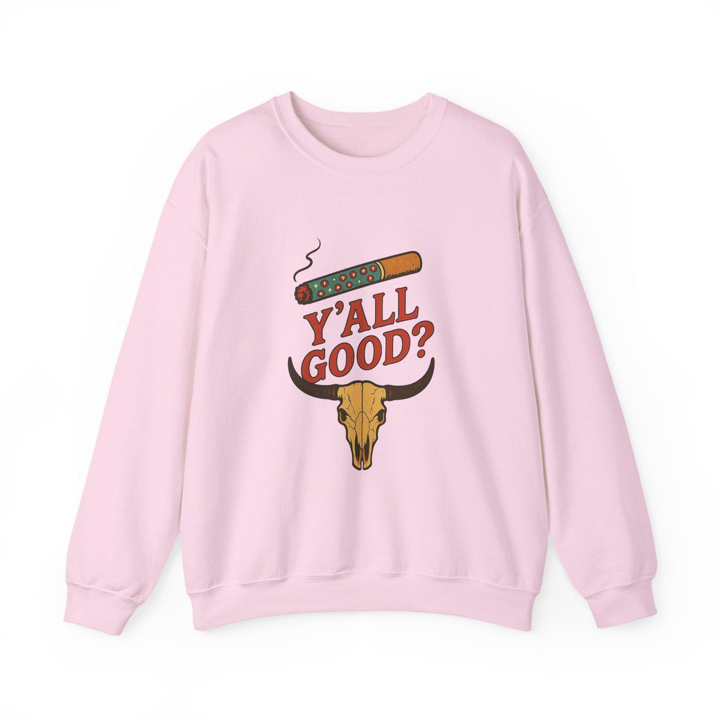 Western bull skull "yall good" cigarette PNG graphic INSTANT digital download for tshirt sublimation or dtf