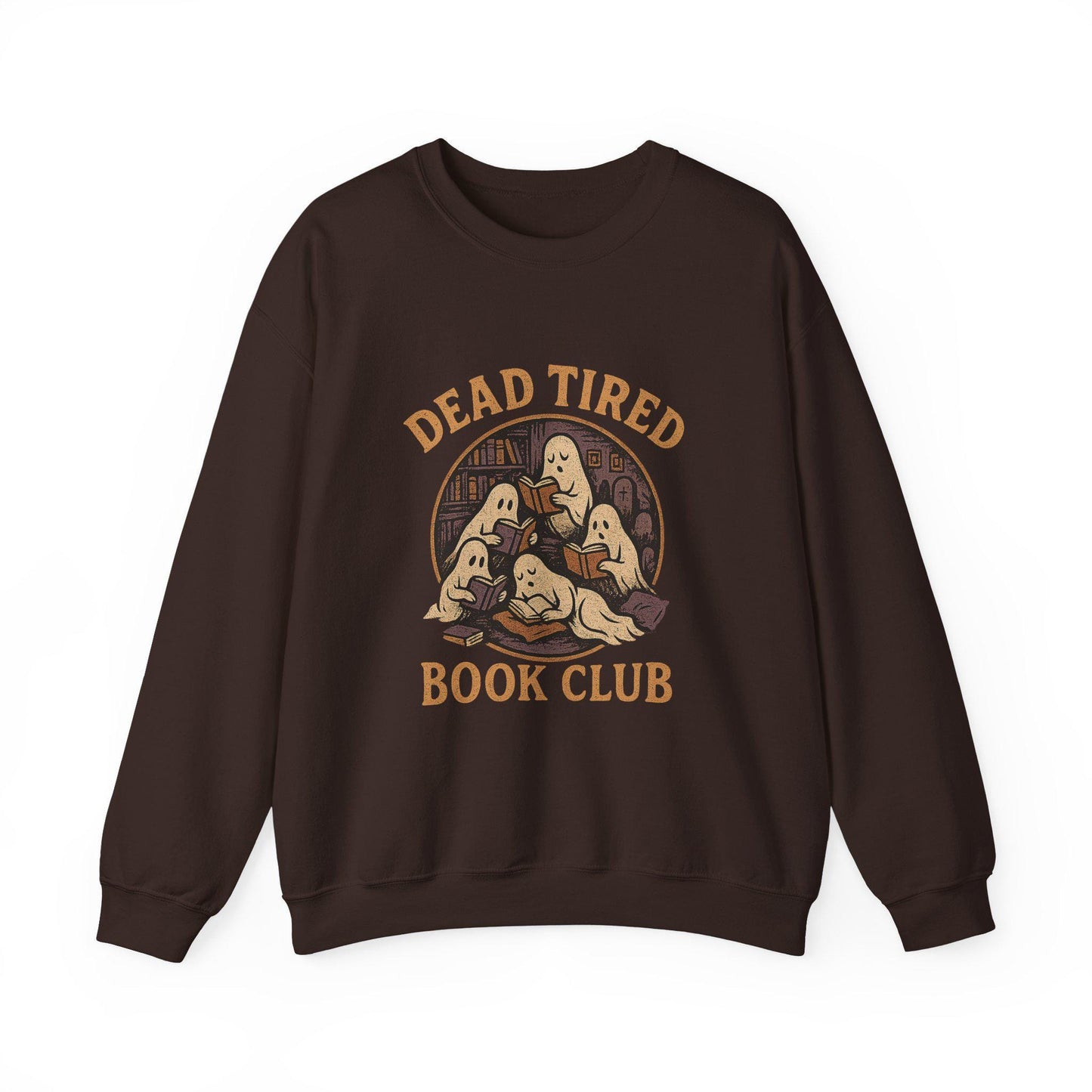 Vintage halloween "dead tired book club" reading ghost PNG graphic INSTANT digital download for tshirt sublimation or dtf