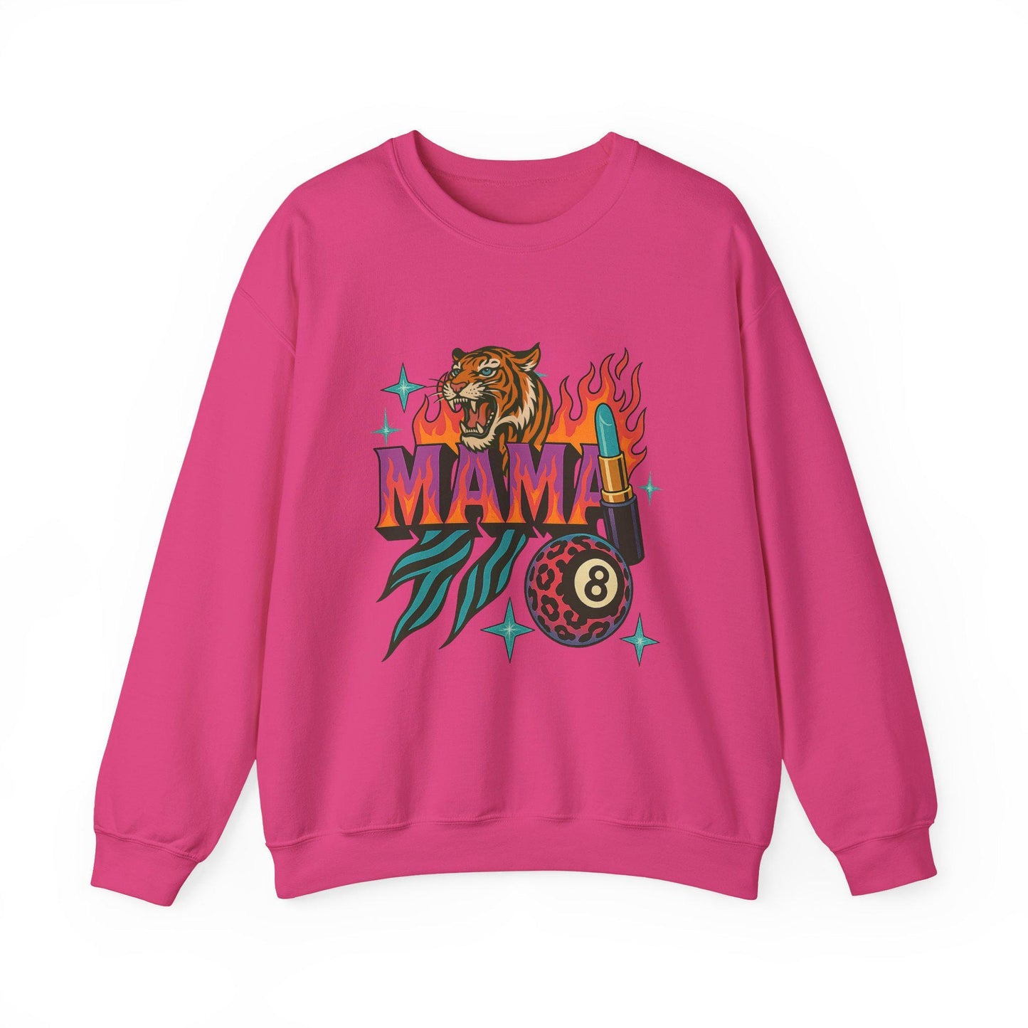 Edgy flaming mama tiger 8ball PNG graphic INSTANT digital download for tshirt sublimation or dtf