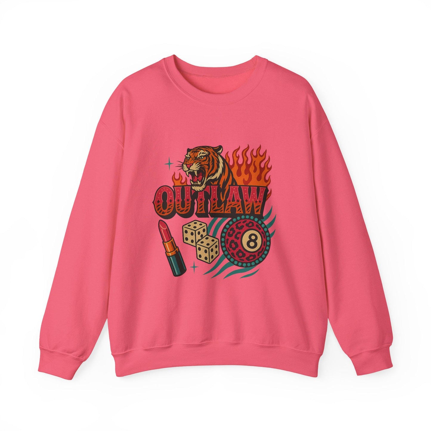 Edgy yallternative outlaw tiger 8ball dice lipstick PNG graphic INSTANT digtial download for tshirt sublimation or dtf