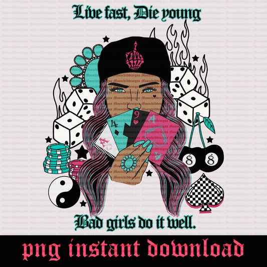 Yallternative Turquoise Trendy Western png Bad babes png Checkered png Eight Ball pink design Dice and cards design music designs