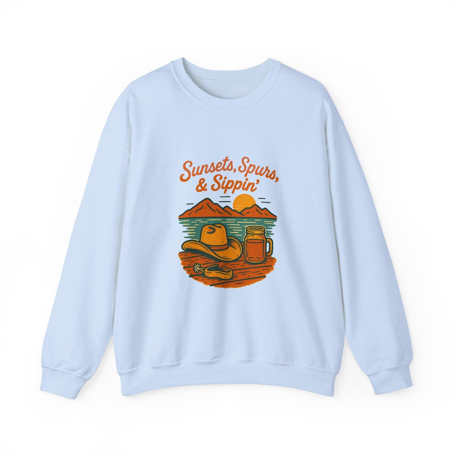 Western summer time cowgirl mason jar lake "sunset, spurs, & sippin" png graphic INSTANT digital download for tshirt sublimation or dtf