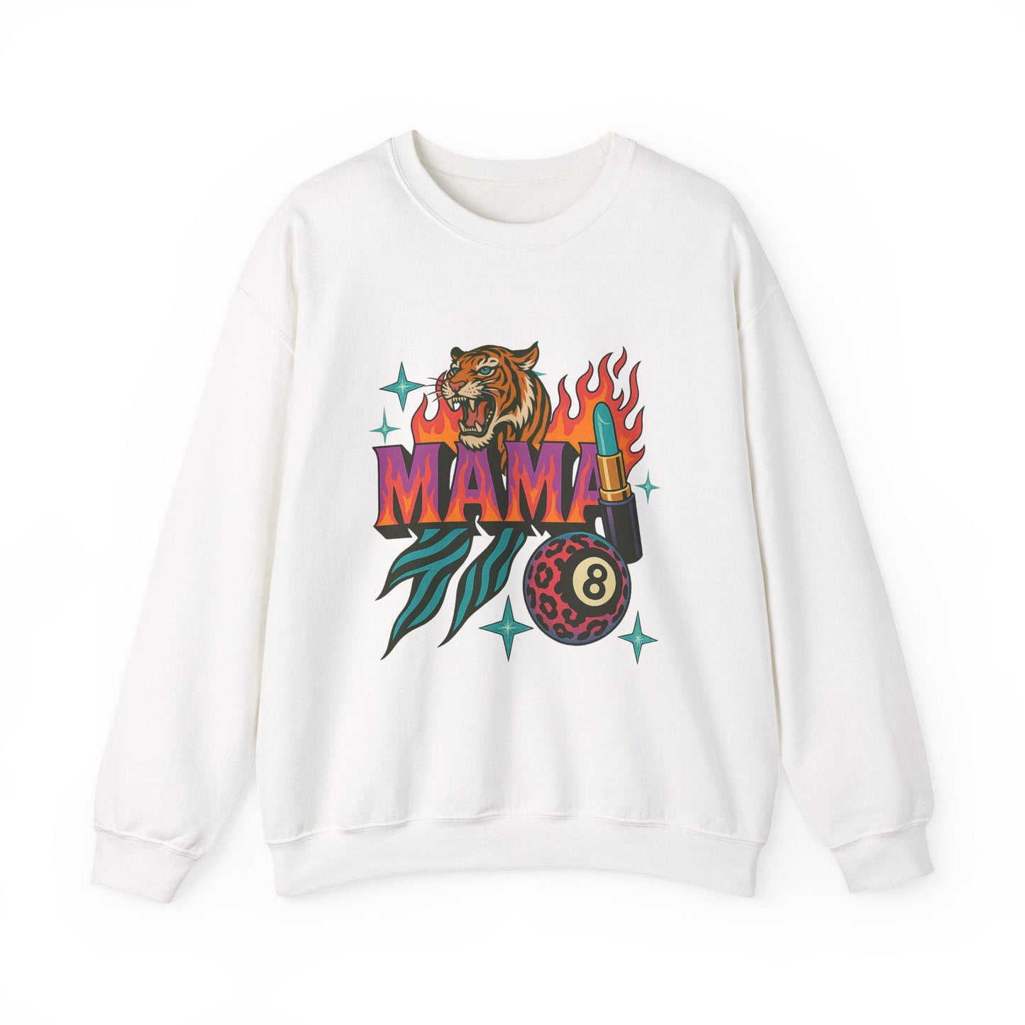 Edgy flaming mama tiger 8ball PNG graphic INSTANT digital download for tshirt sublimation or dtf