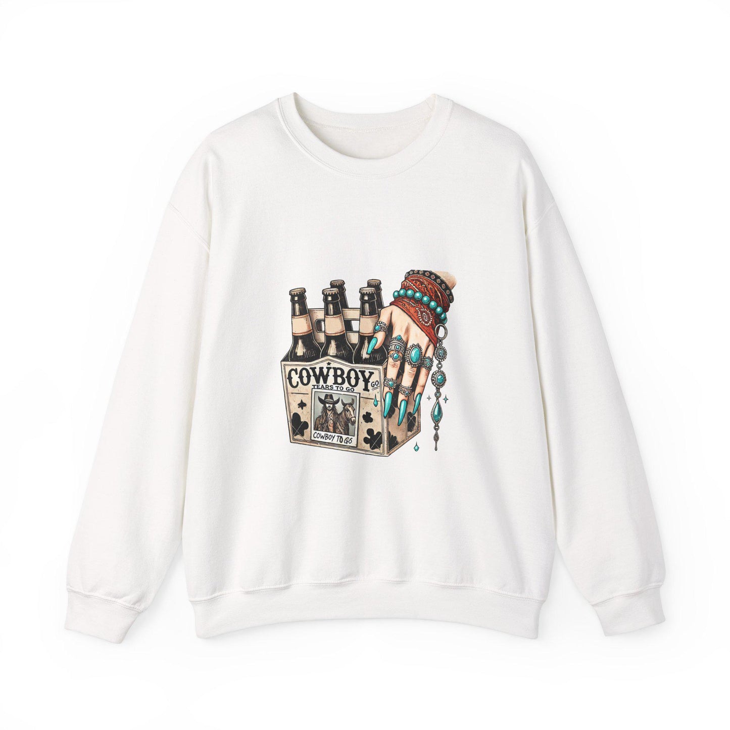 Cowboy tears to go beer case Western turquoise cow print png graphic digital download for sublimation or dtf