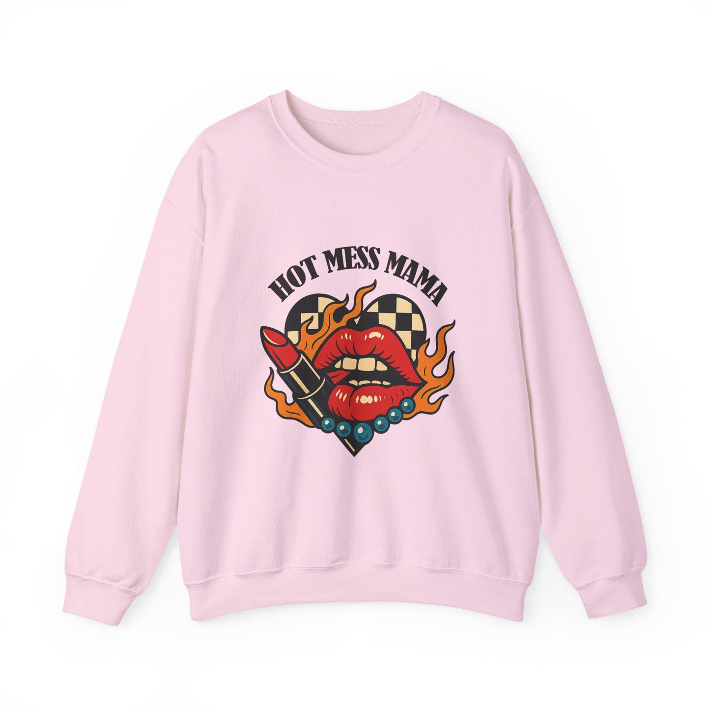 Hot mess mama checkered heart flaming lip turquoise PNG graphic INSTANT digital download for tshirt sublimation or dtf