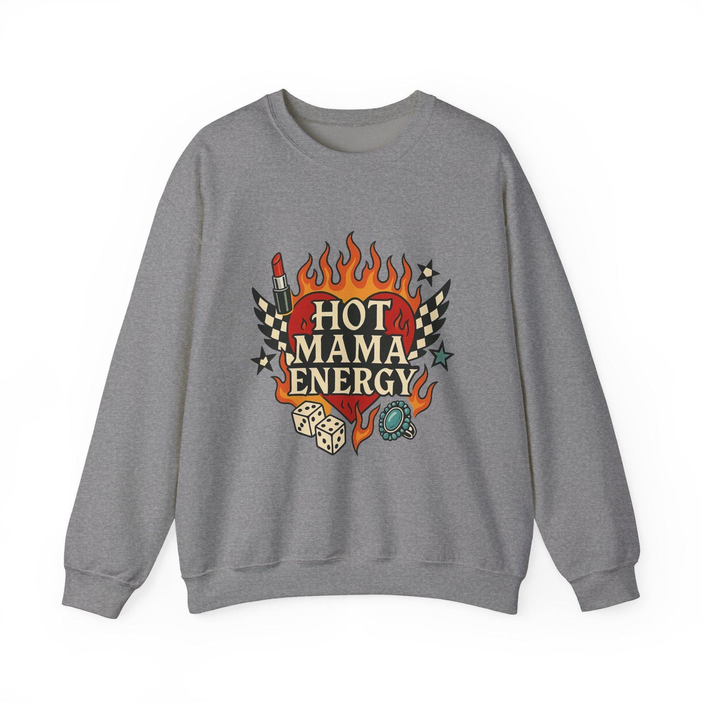 Edgy Hot mama energy flaming heart dice PNG graphic INSTANT digital download for tshirt sublimation or dtf