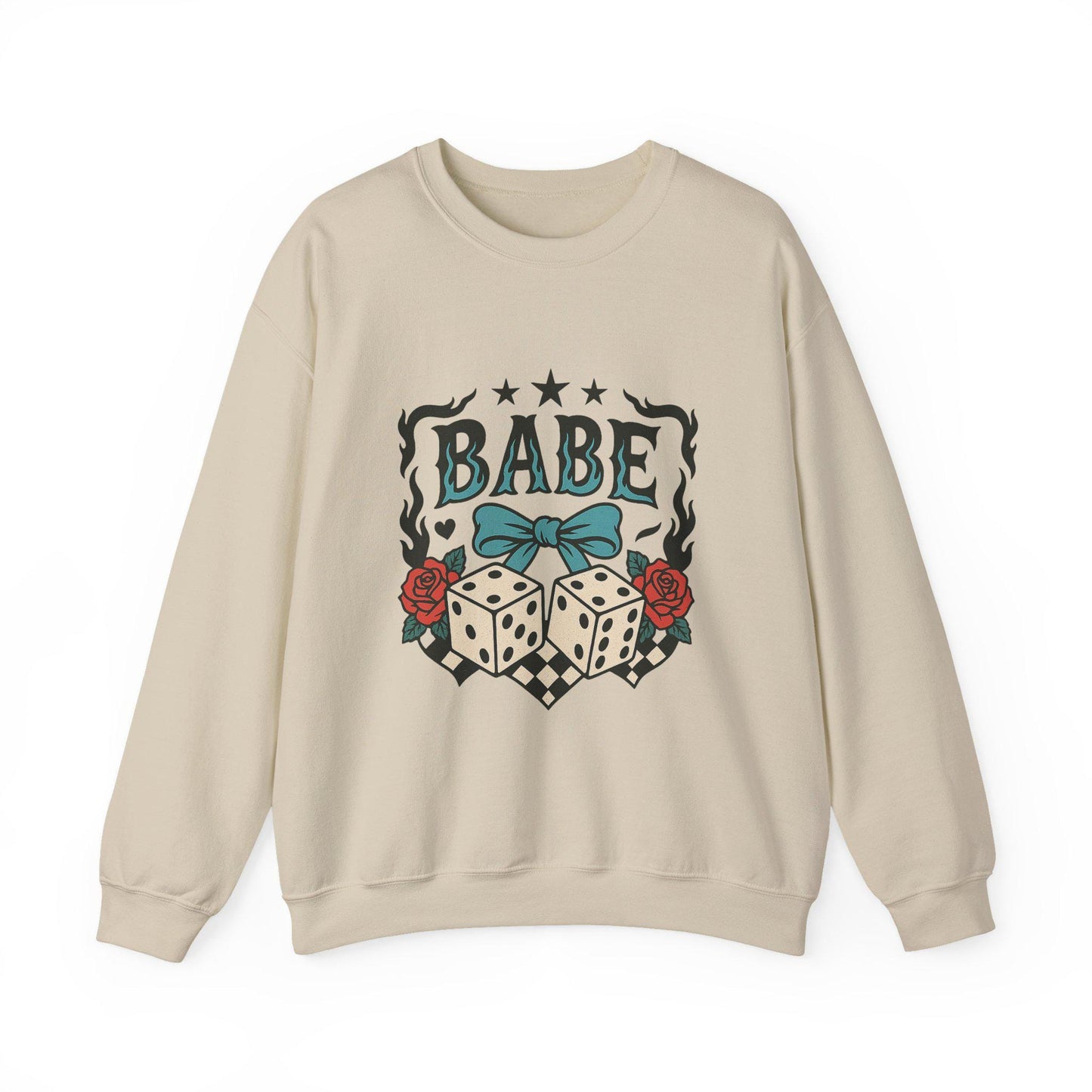 Edgy Yallternative "babe" dice rose bow PNG graphic INSTANT digital download for tshirt sublimation or dtf