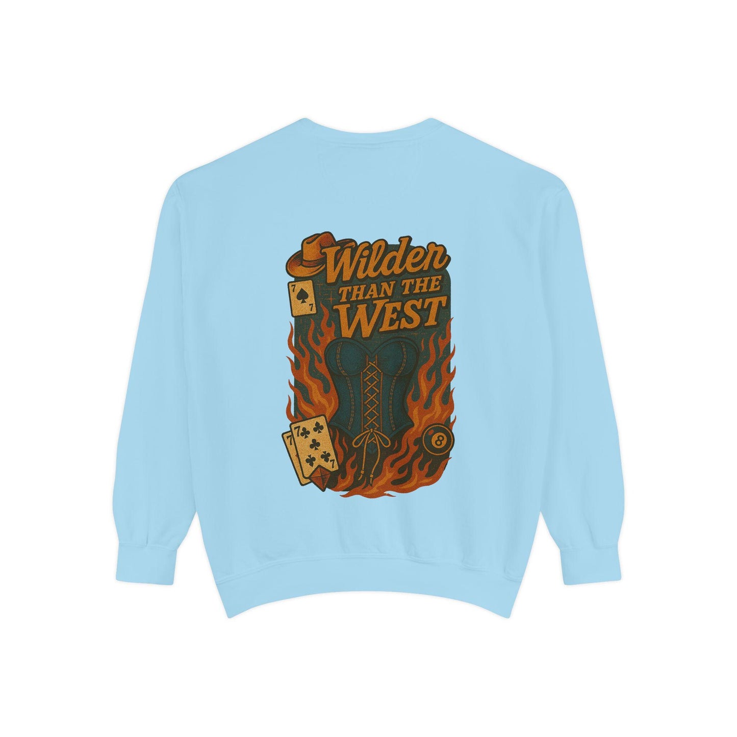 Edgy western "Wilder than the west" cowgirl corset top spade card 8ball png graphic digital download for tshirt sublimation and dtf