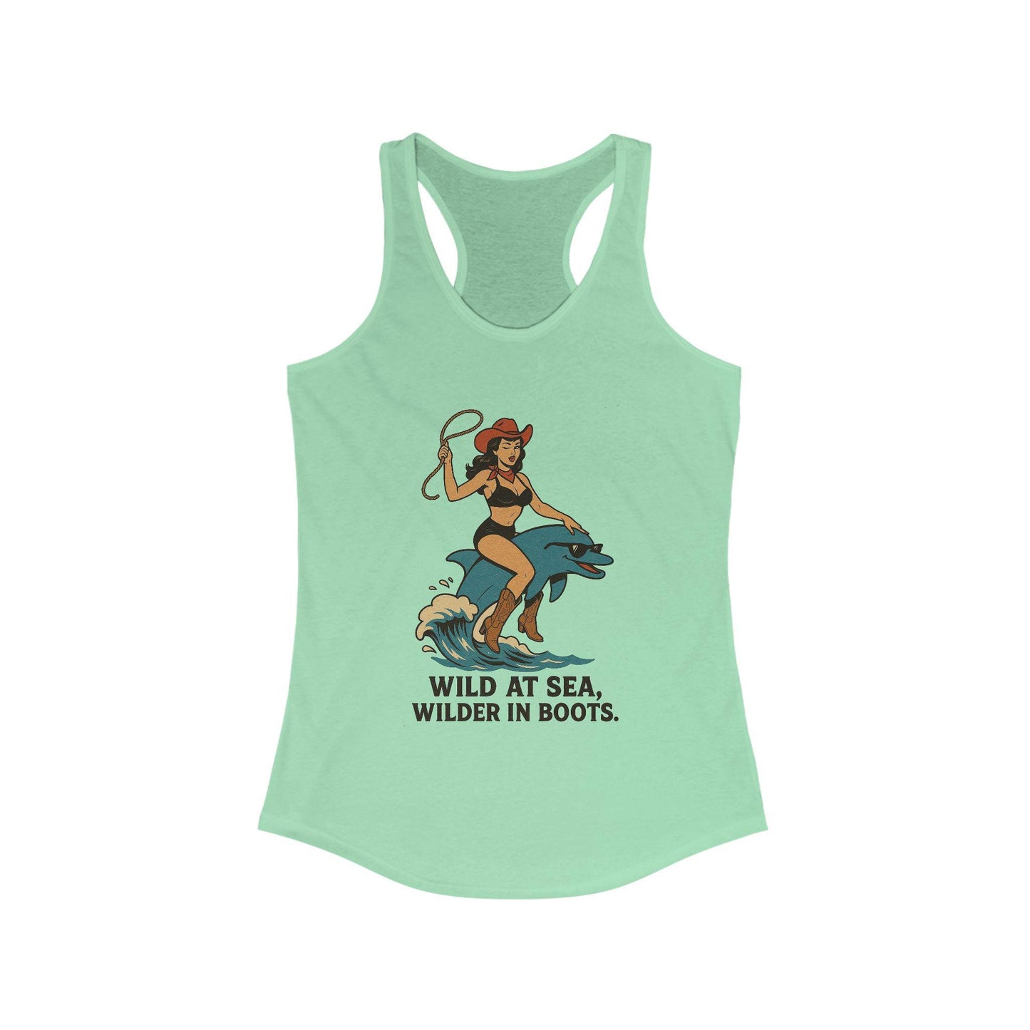 Summer western pinup cowgirl on dolphin beachy png graphic digital download for sublimation or dtf