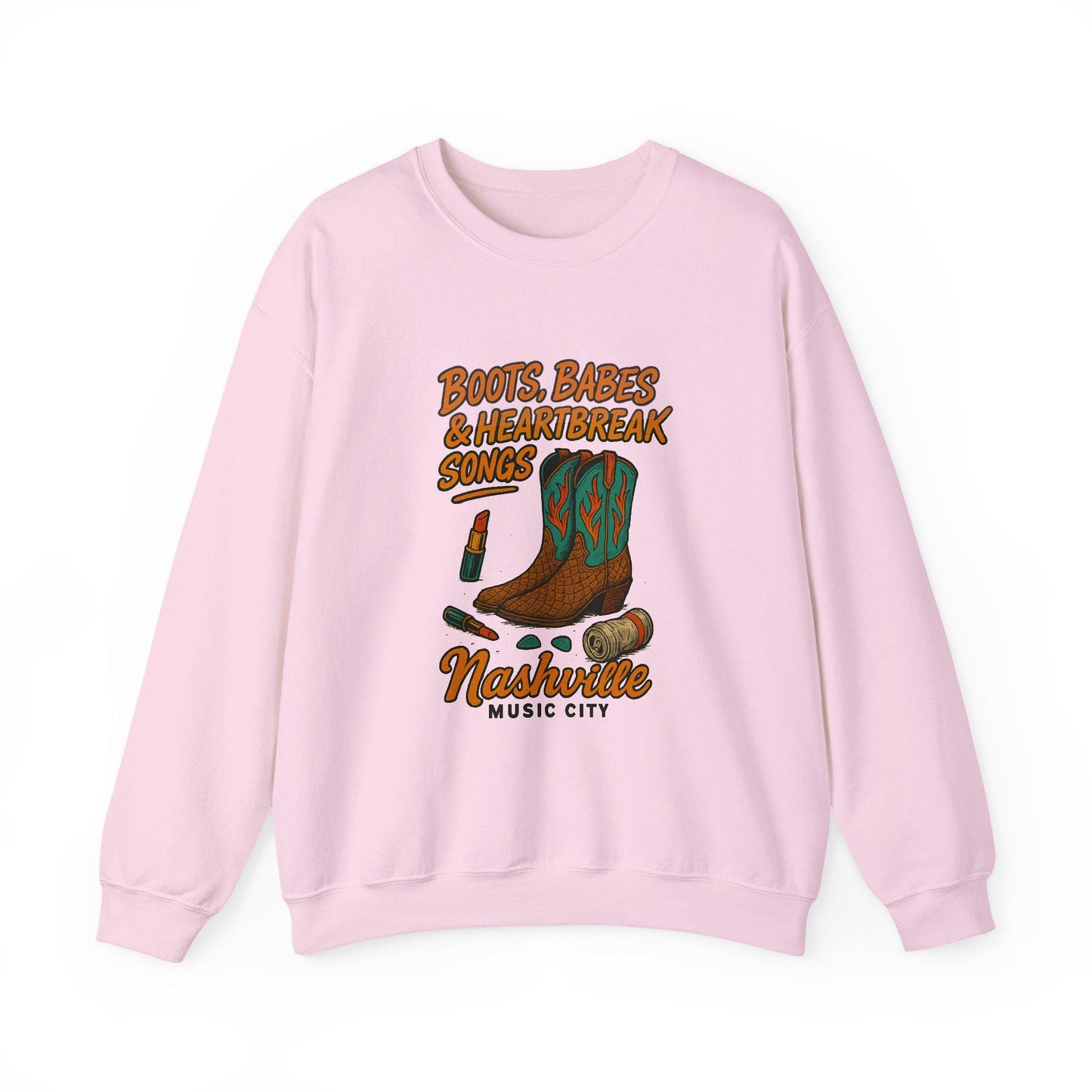 Nashville meets western "boots, babes, & heartbreak songs" boots lipstick beer can turquoise INSTANT download for tshirt sublimation or dtf