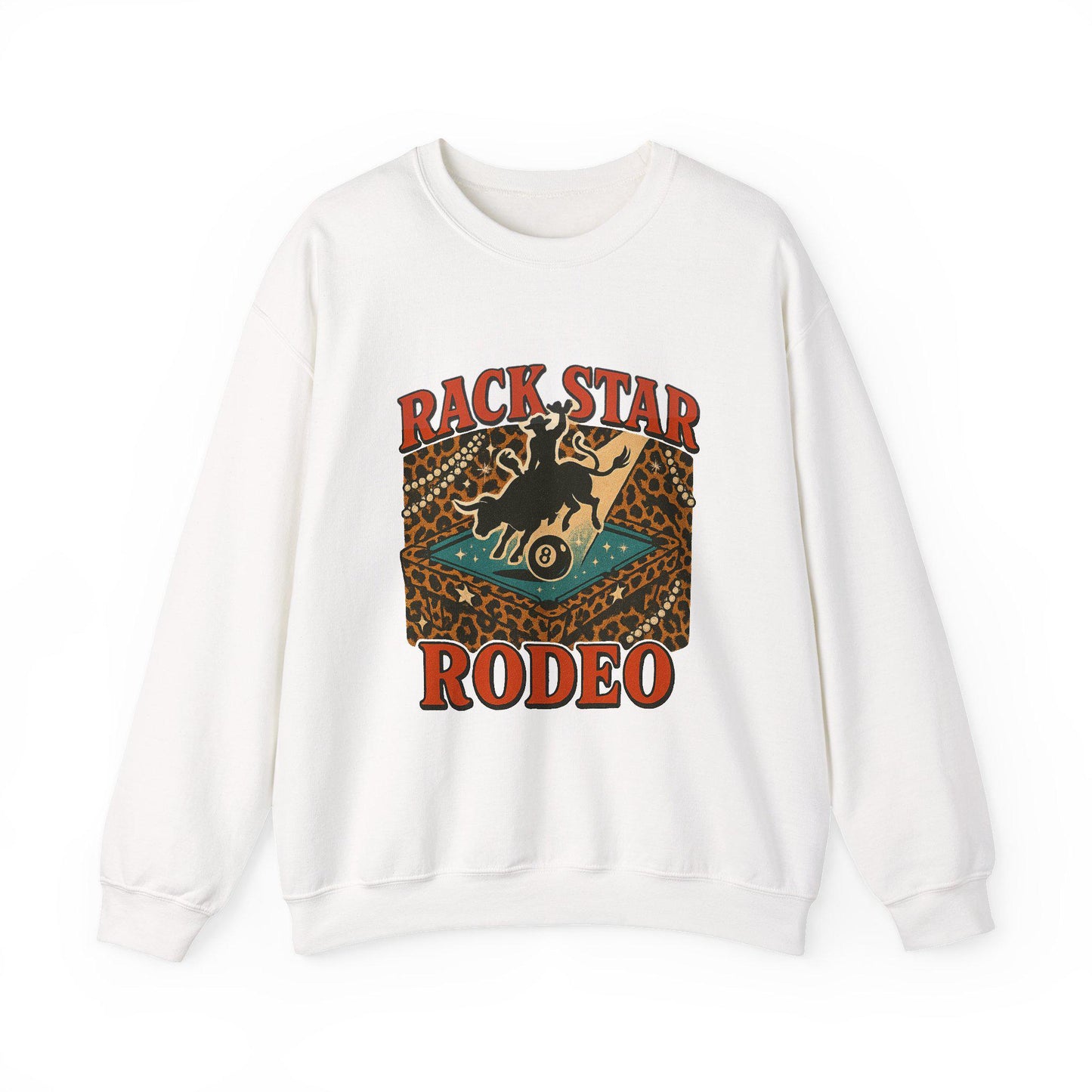 Western pool table cowboy "RACK STAR RODEO" cheetah print png graphic digital download for tshirt sublimation or dtf