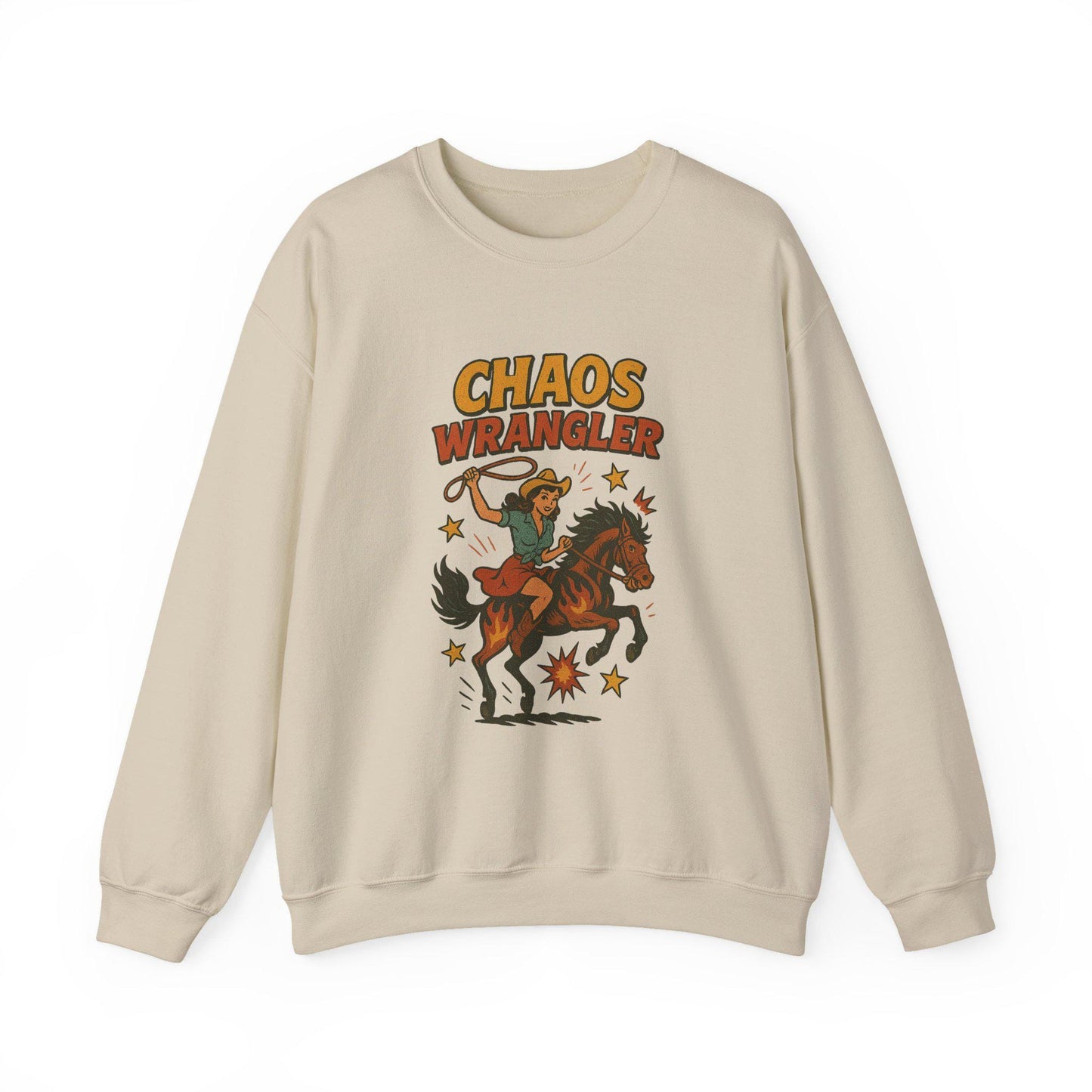 Retro western 1950s pinup cowgirl "chaos wrangler" PNG graphic INSTANT digital download for tshirt sublimation or dtf