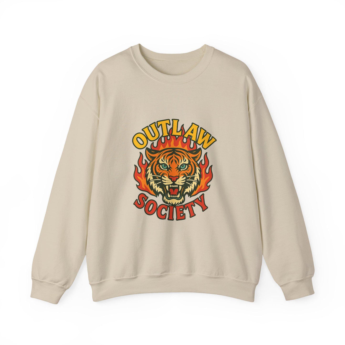 Edgy yallternative outlaw society flaming tiger PNG graphic INSTANT digital download for tshirt sublimation or dtf