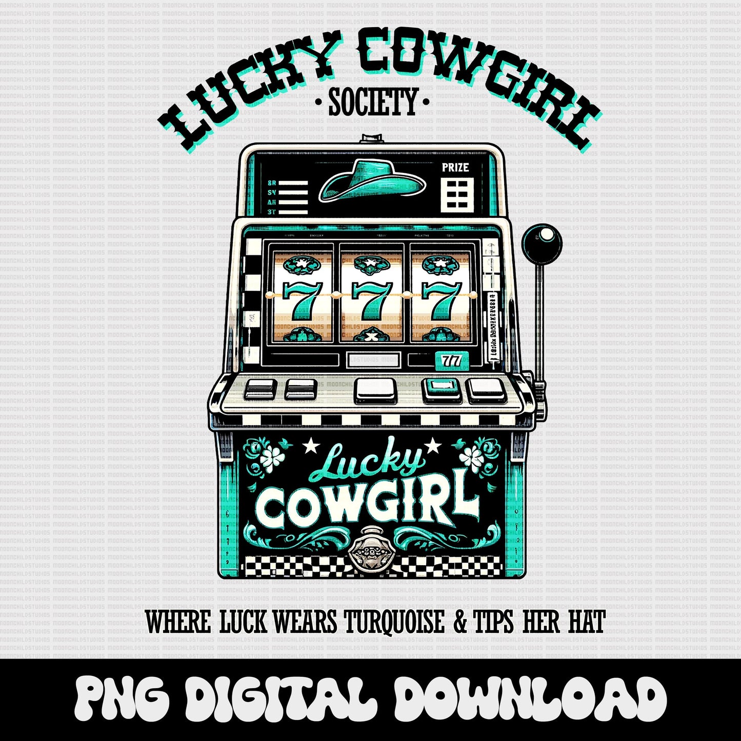 Yallternative Lucky cowgirl western casino png graphic digital download for sublimation or dtf
