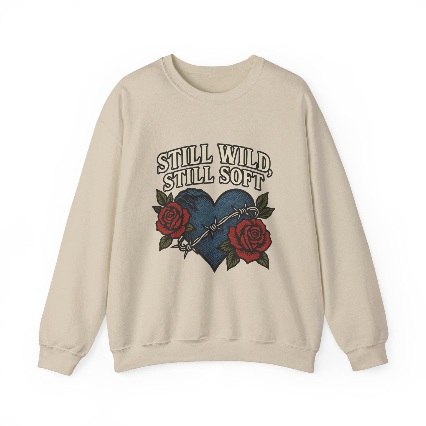 Western "still wild, still soft" denim heart & rose PNG graphic INSTANT digital download for tshirt sublimation or dtf