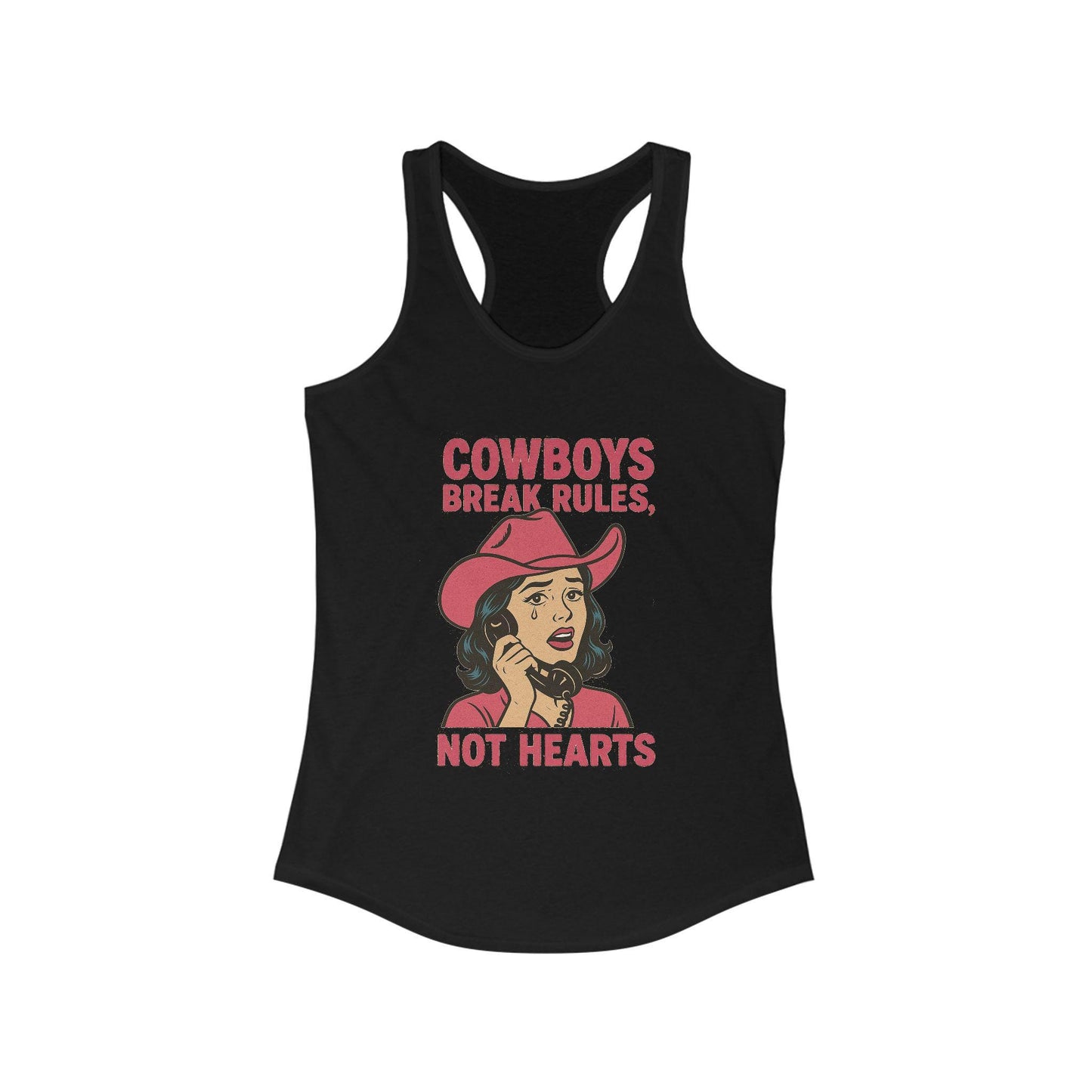 Vintage western 1950s pinup cowgirl "cowboys break rules, not hearts" png graphic digital download for sublimation or dtf