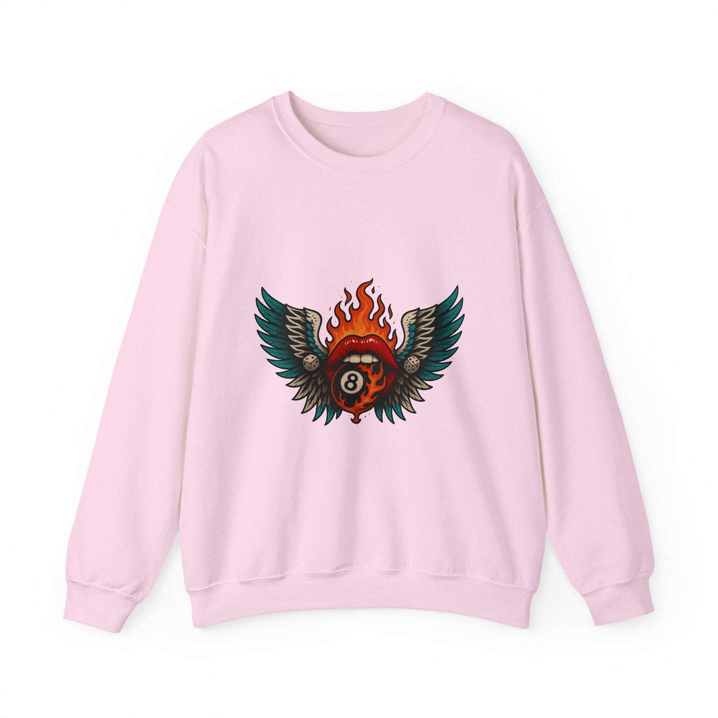 Flaming 8ball mouth and wing PNG graphic INSTANT digital download for tshirt sublimation or dtf