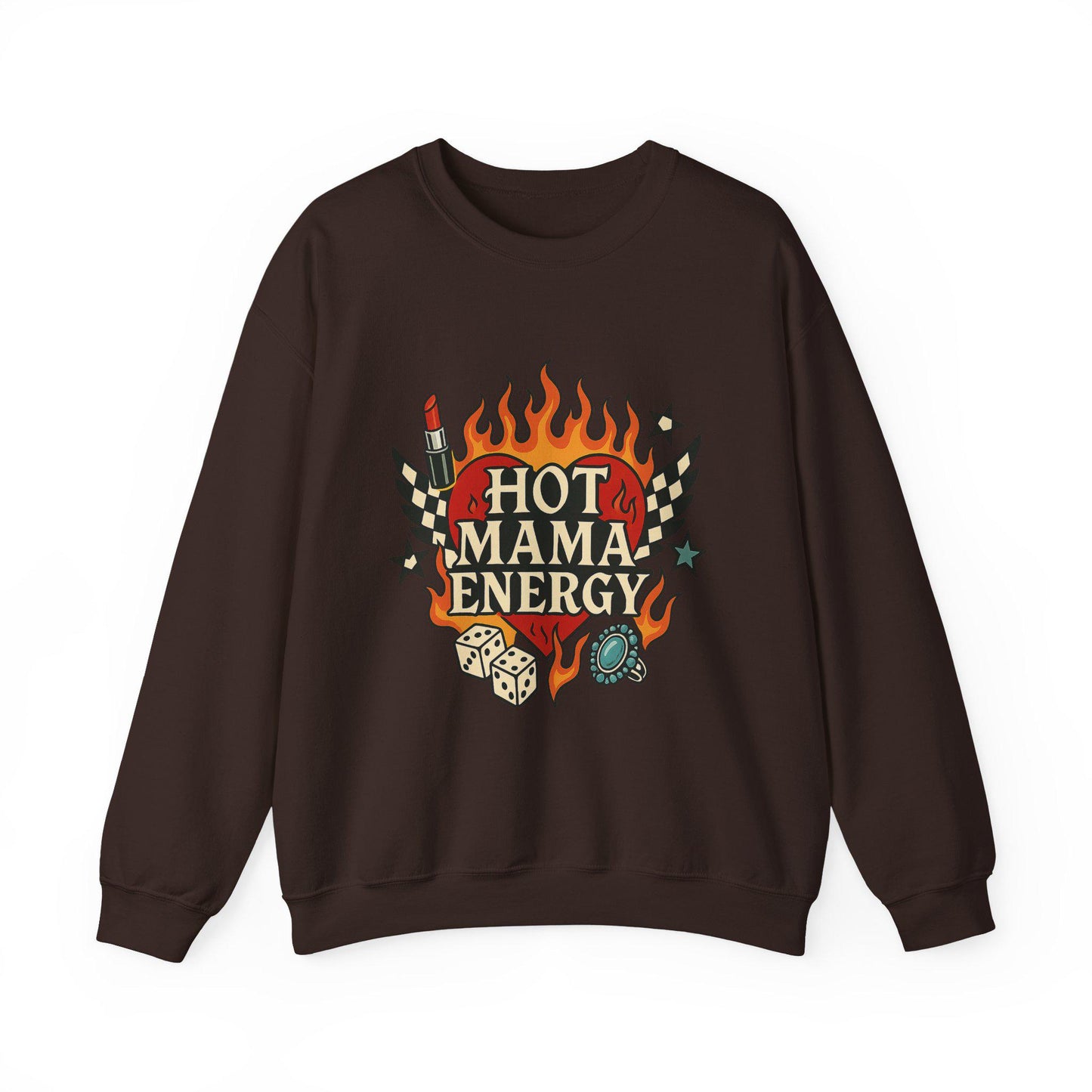 Edgy Hot mama energy flaming heart dice PNG graphic INSTANT digital download for tshirt sublimation or dtf